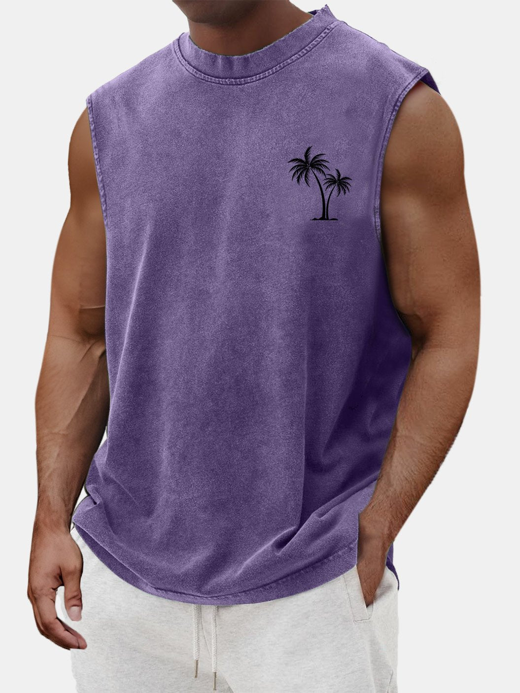 Men's Summer Casual And Comfortable Coconut Print Sleeveless T-shirt