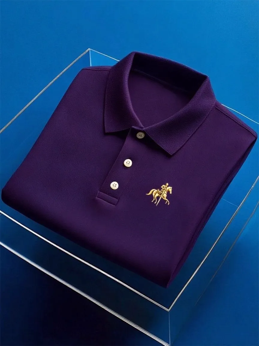 Men's Business Casual Button Short Sleeve Polo Shirt