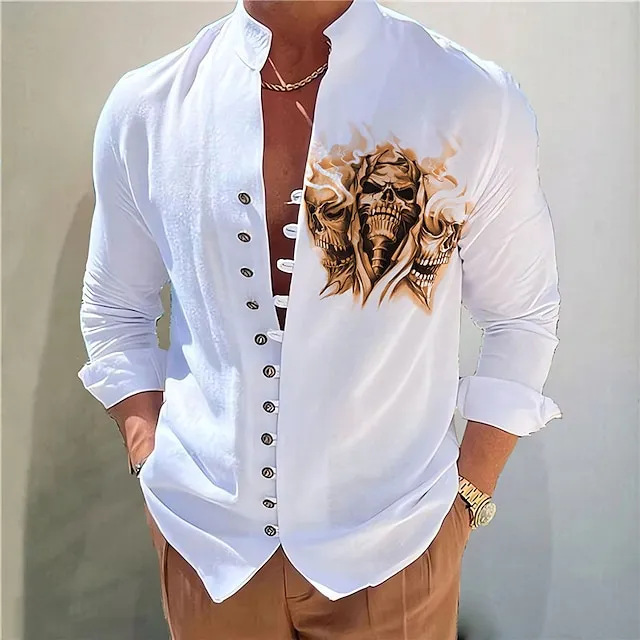 Men's Casual Button-Up Collar Long Sleeves Blouses & Shirt Tops
