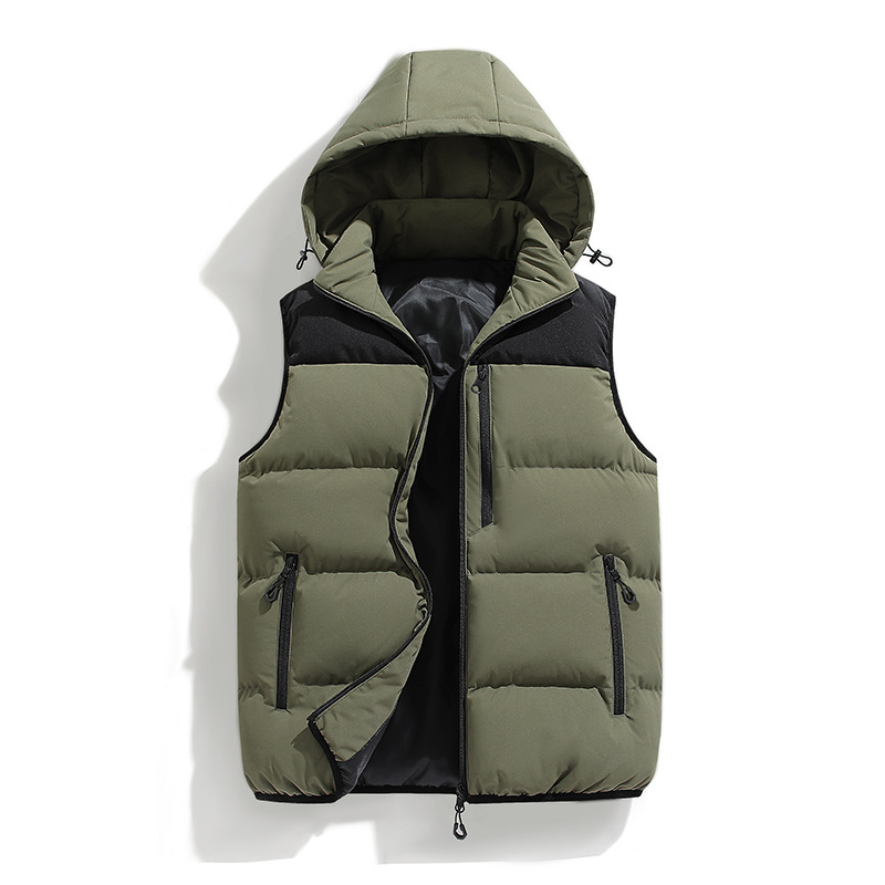 Plus-Size Men's Solid Color Cotton Vest Jacket