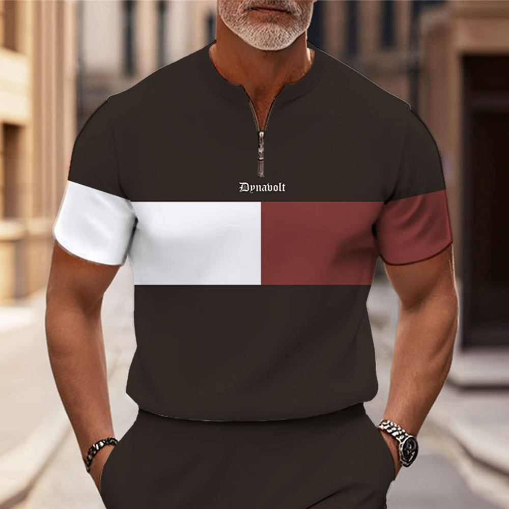 Men's Fashion Casual Round-Neck Geometric Printed Short-Sleeved Two-Piece Set