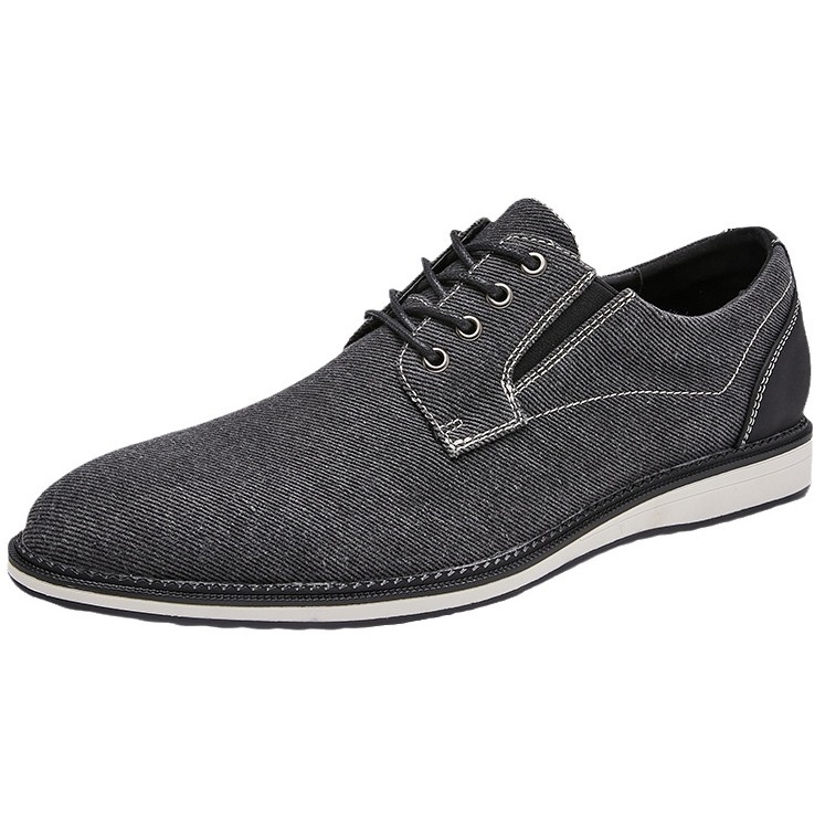 Men's Retro Business Pointed Lace-Up Canvas Shoes