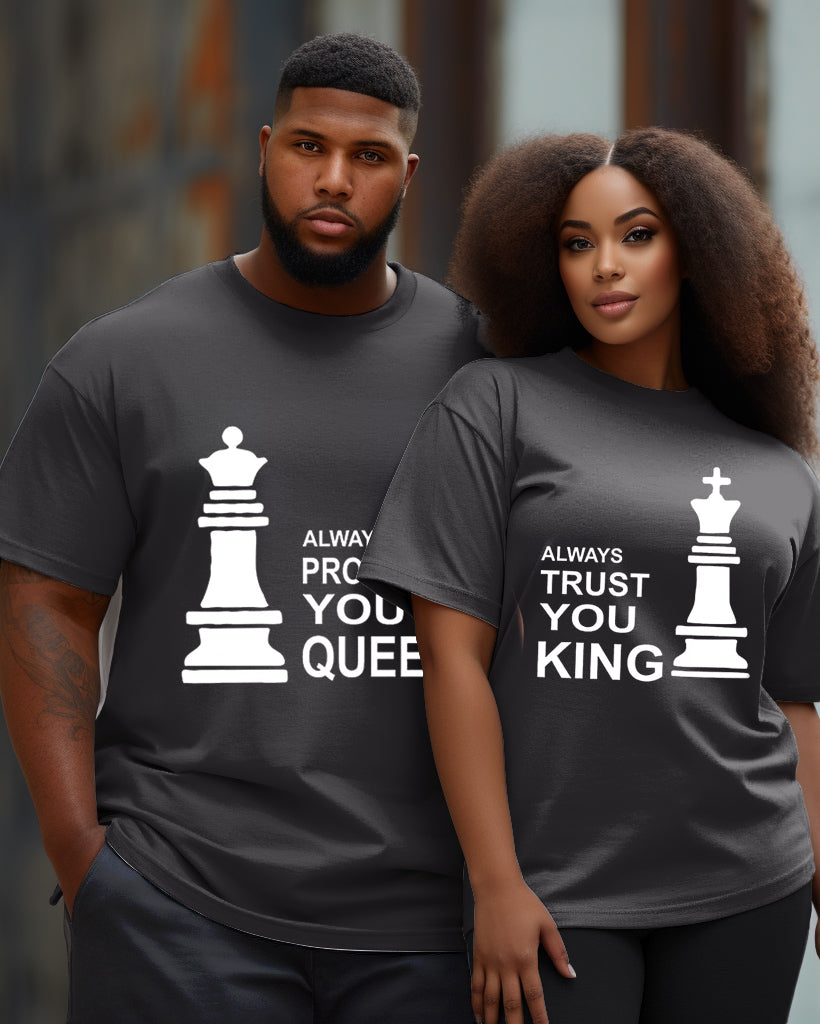 Couple Plus Size  Always Trust You King/Queen Round Neck Short-Sleeved T-Shirt