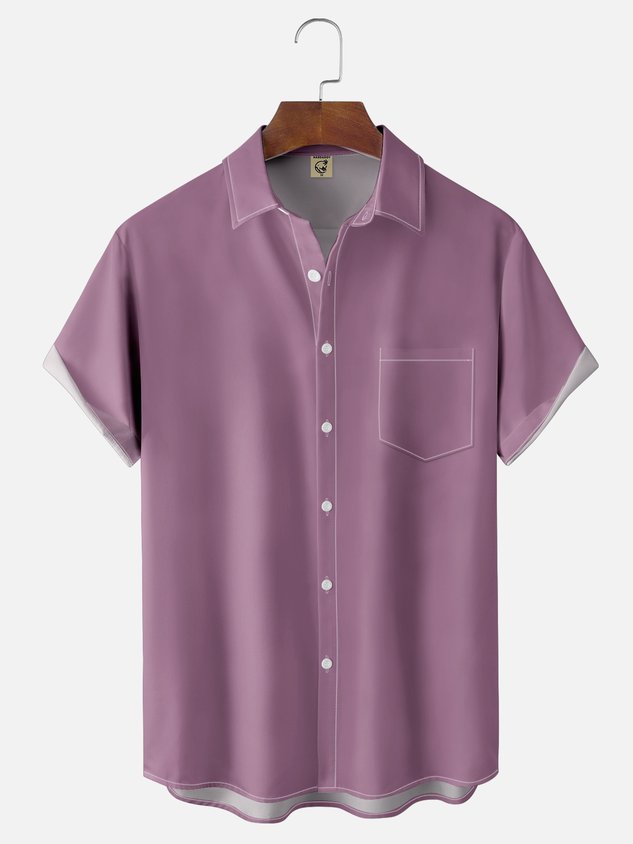 Moisture-wicking Solid Color Chest Pocket Casual Shirt