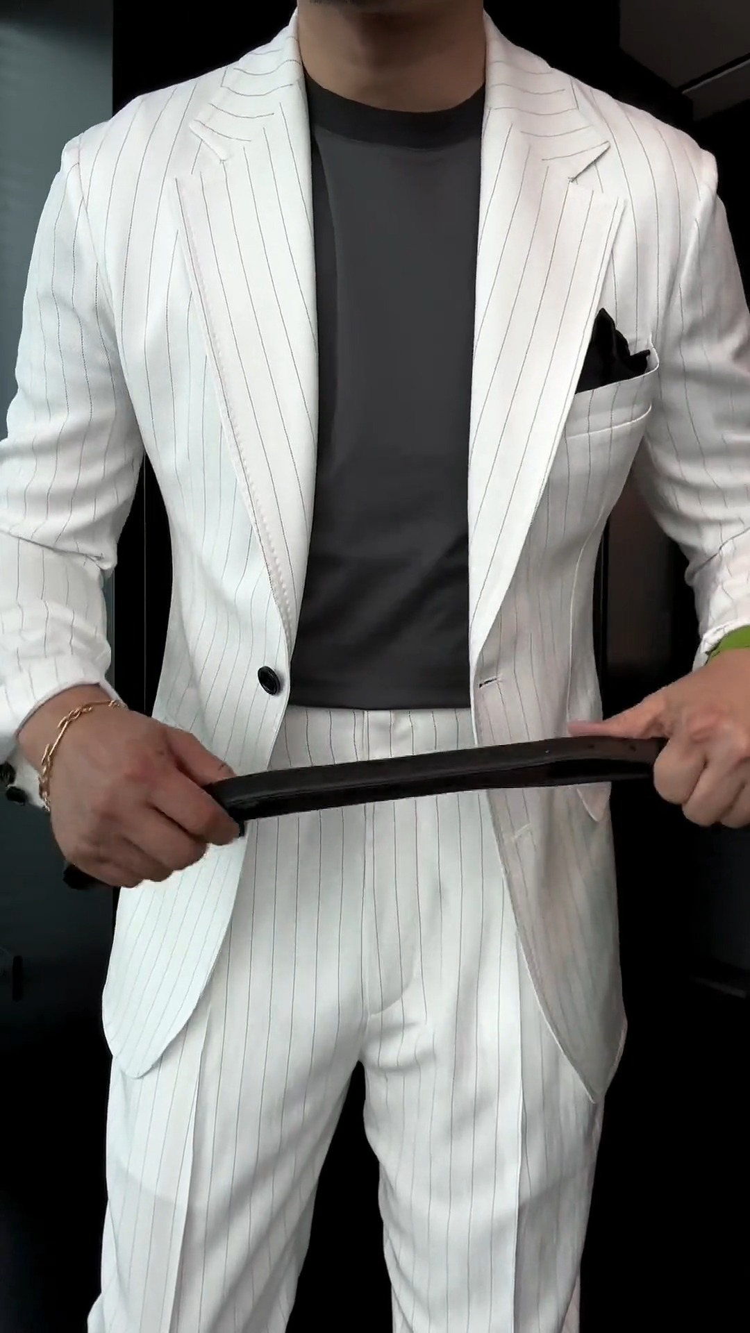 Men's Business Casual Color Matching Printed Long Sleeved Trousers Two-Piece Suits