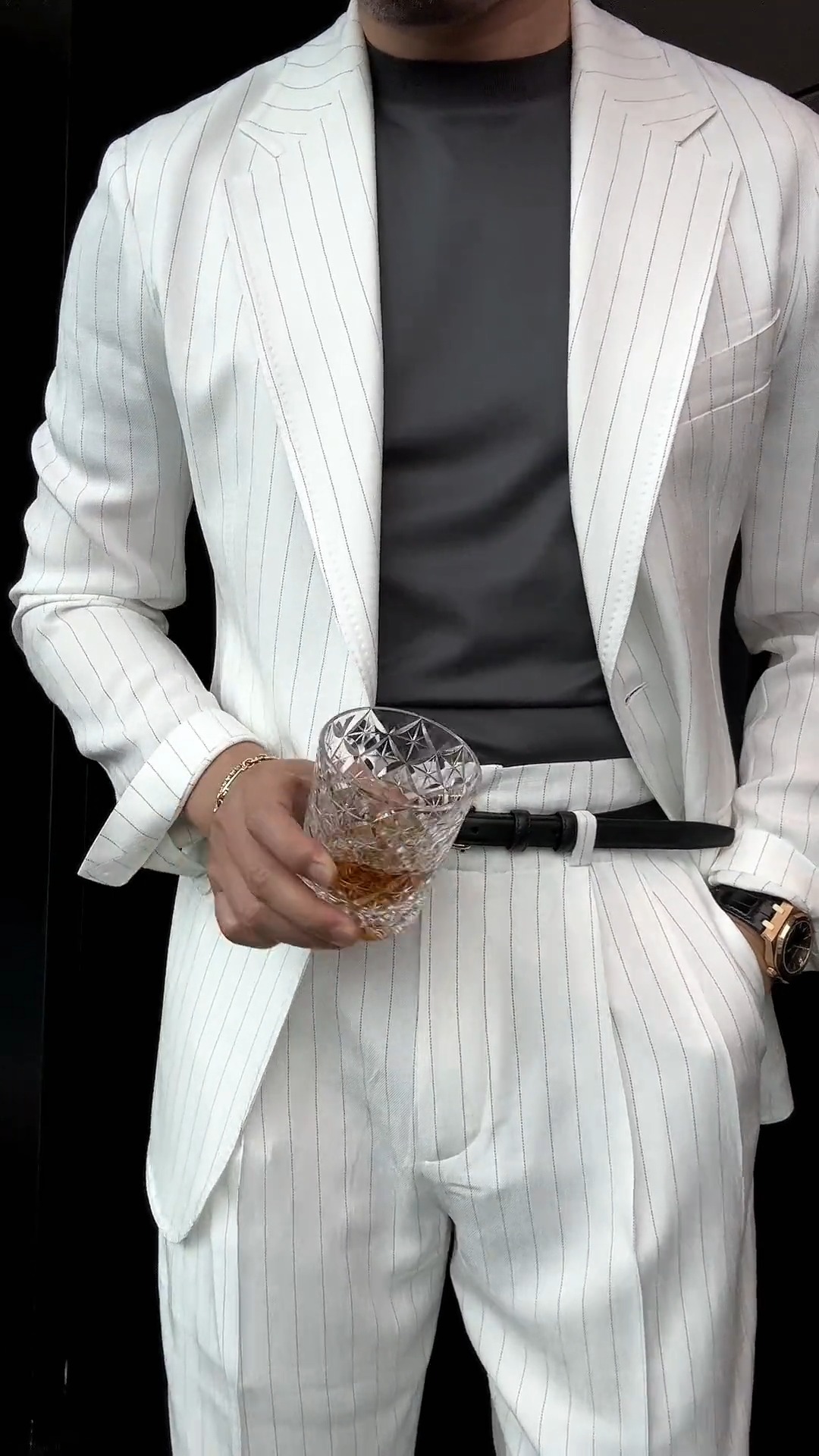 Men's Business Casual Color Matching Printed Long Sleeved Trousers Two-Piece Suits