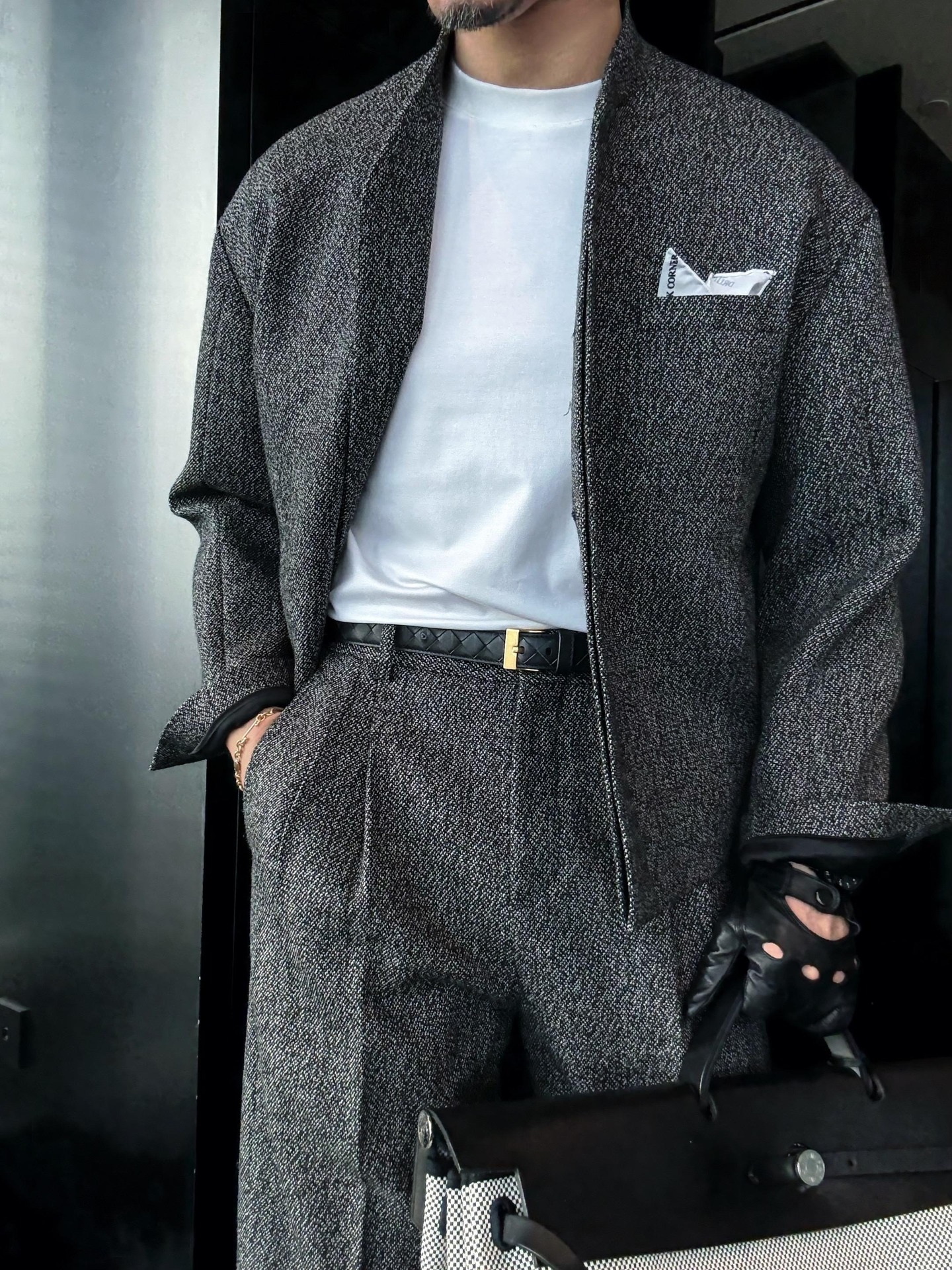 Men's Business Casual Color Matching Printed Long Sleeved Trousers Two-Piece Suits