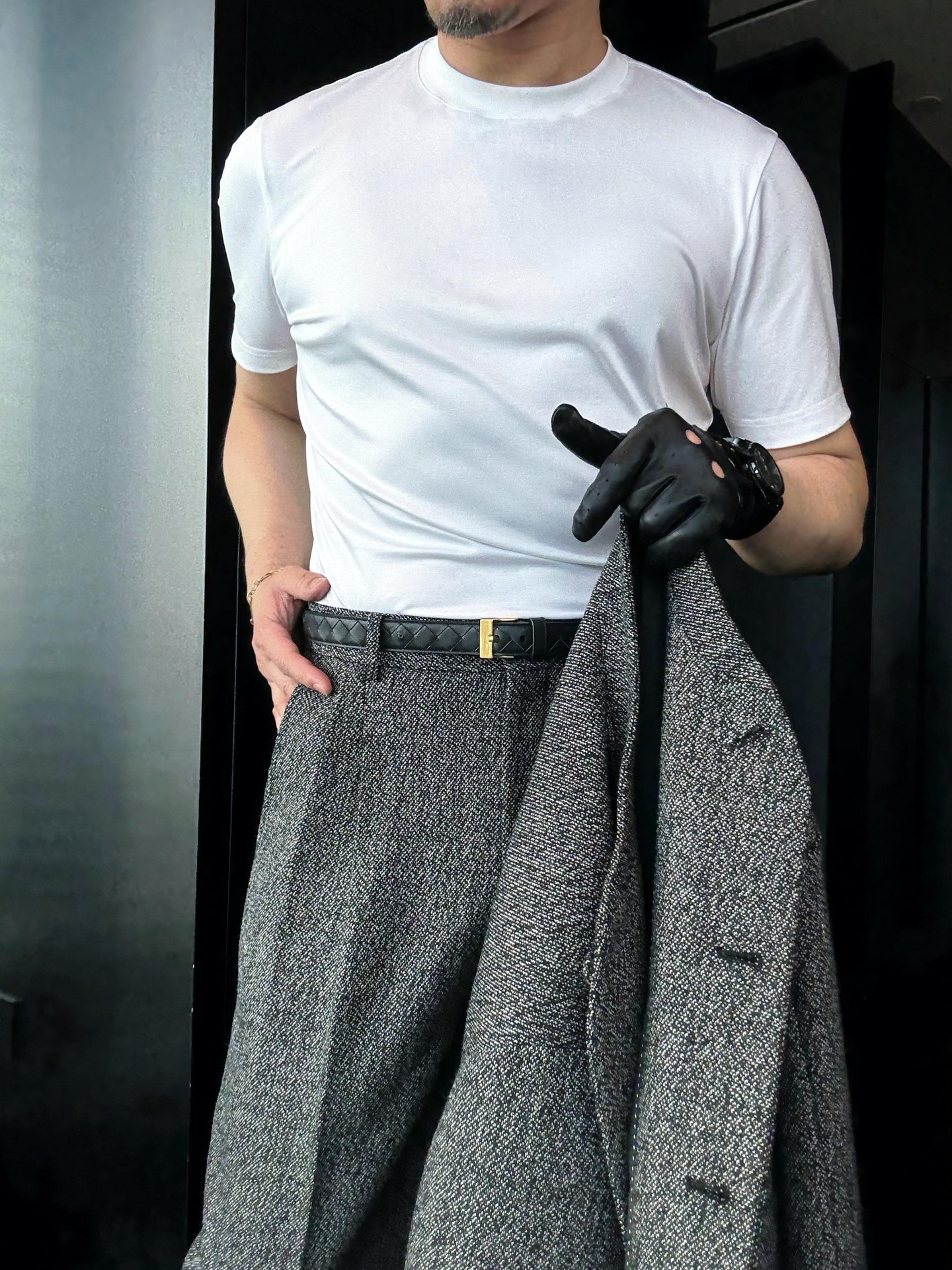 Men's Business Casual Color Matching Printed Long Sleeved Trousers Two-Piece Suits