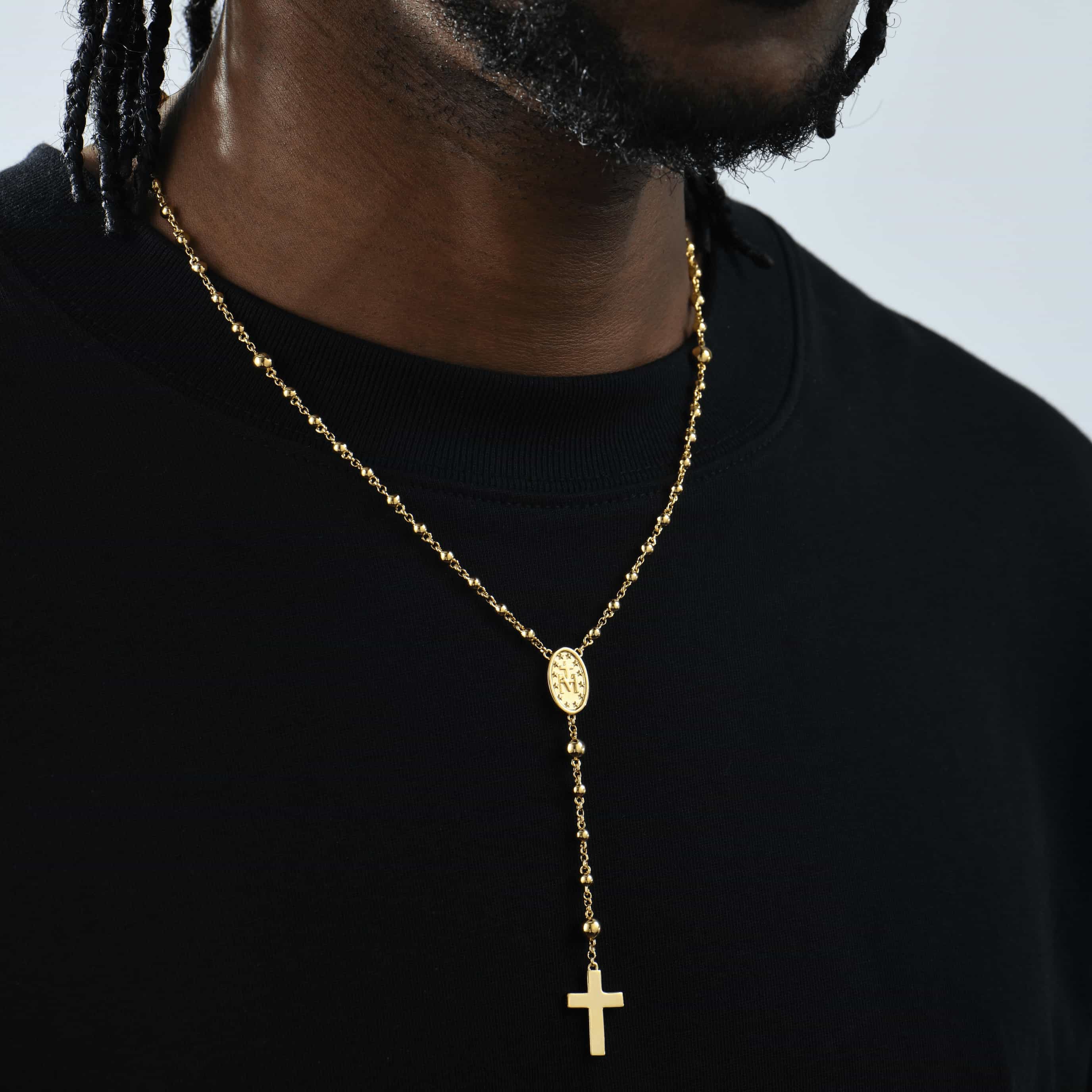 Custom Adjustable 14k Gold Virgin Mary Rosary Necklace