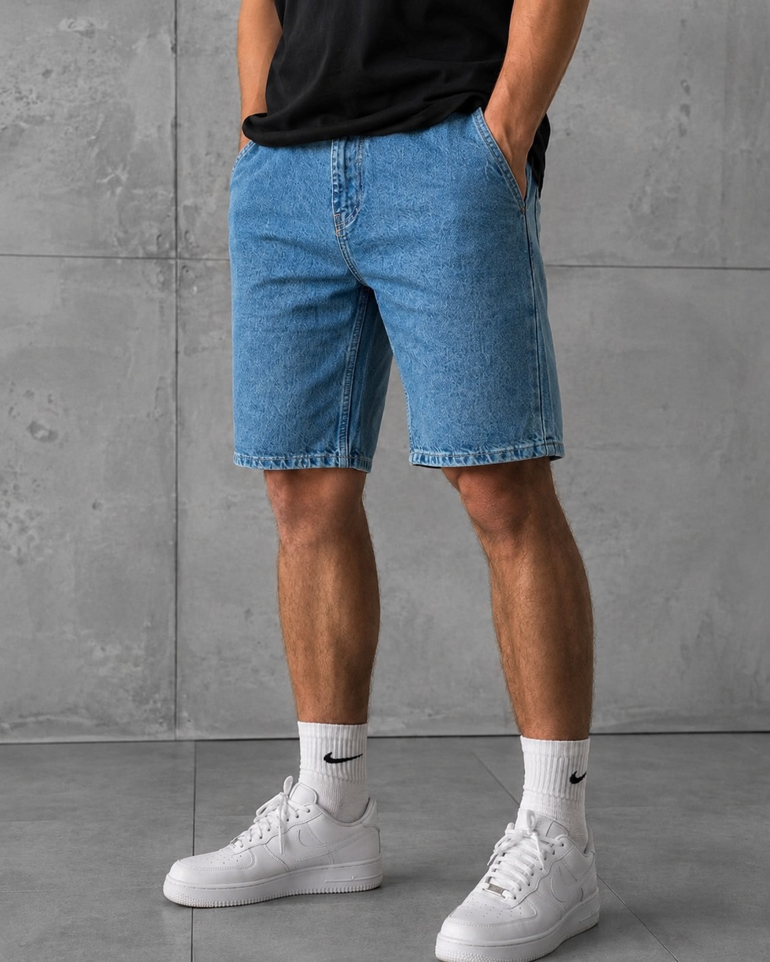 Men's Casual Washed Denim Drawstring Shorts
