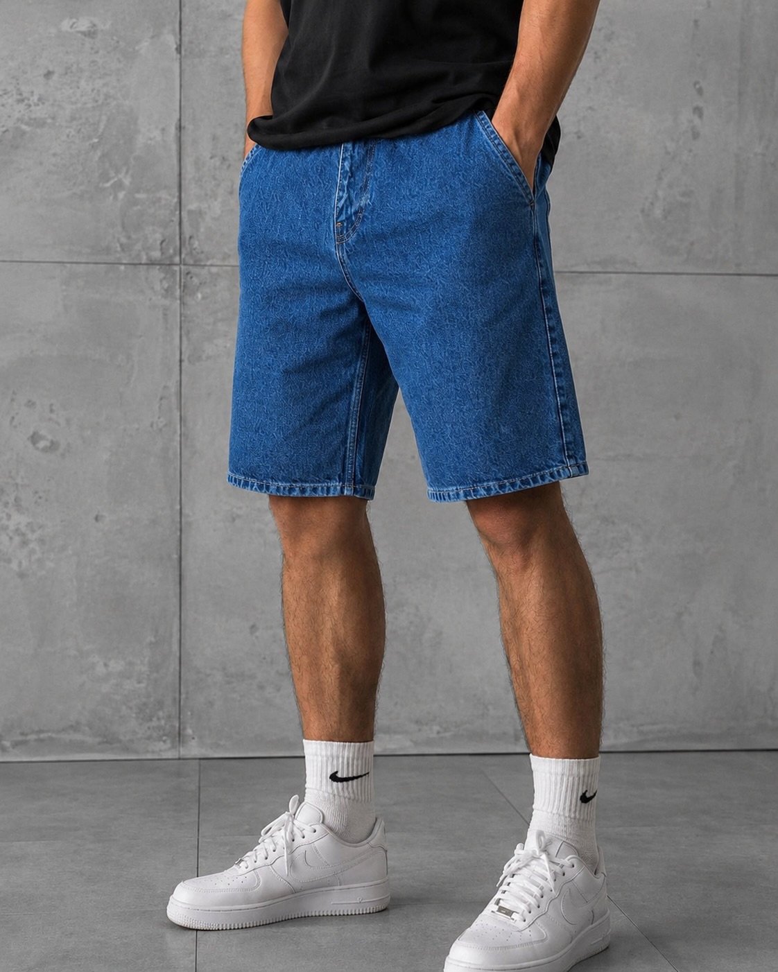 Men's Casual Washed Denim Drawstring Shorts