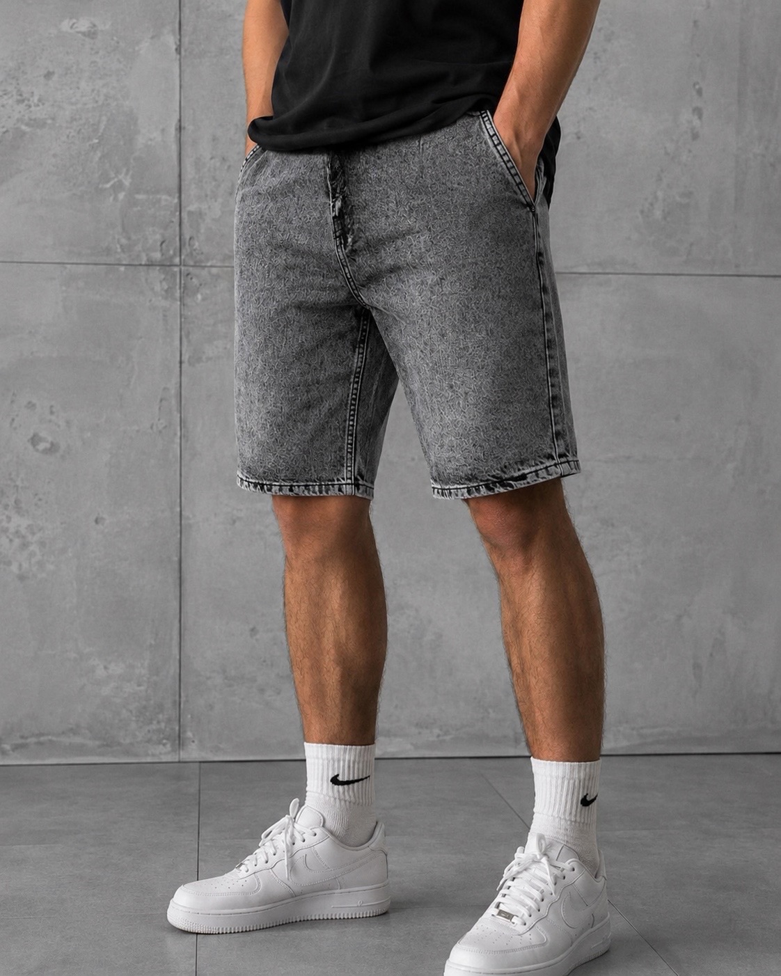 Men's Casual Washed Denim Drawstring Shorts