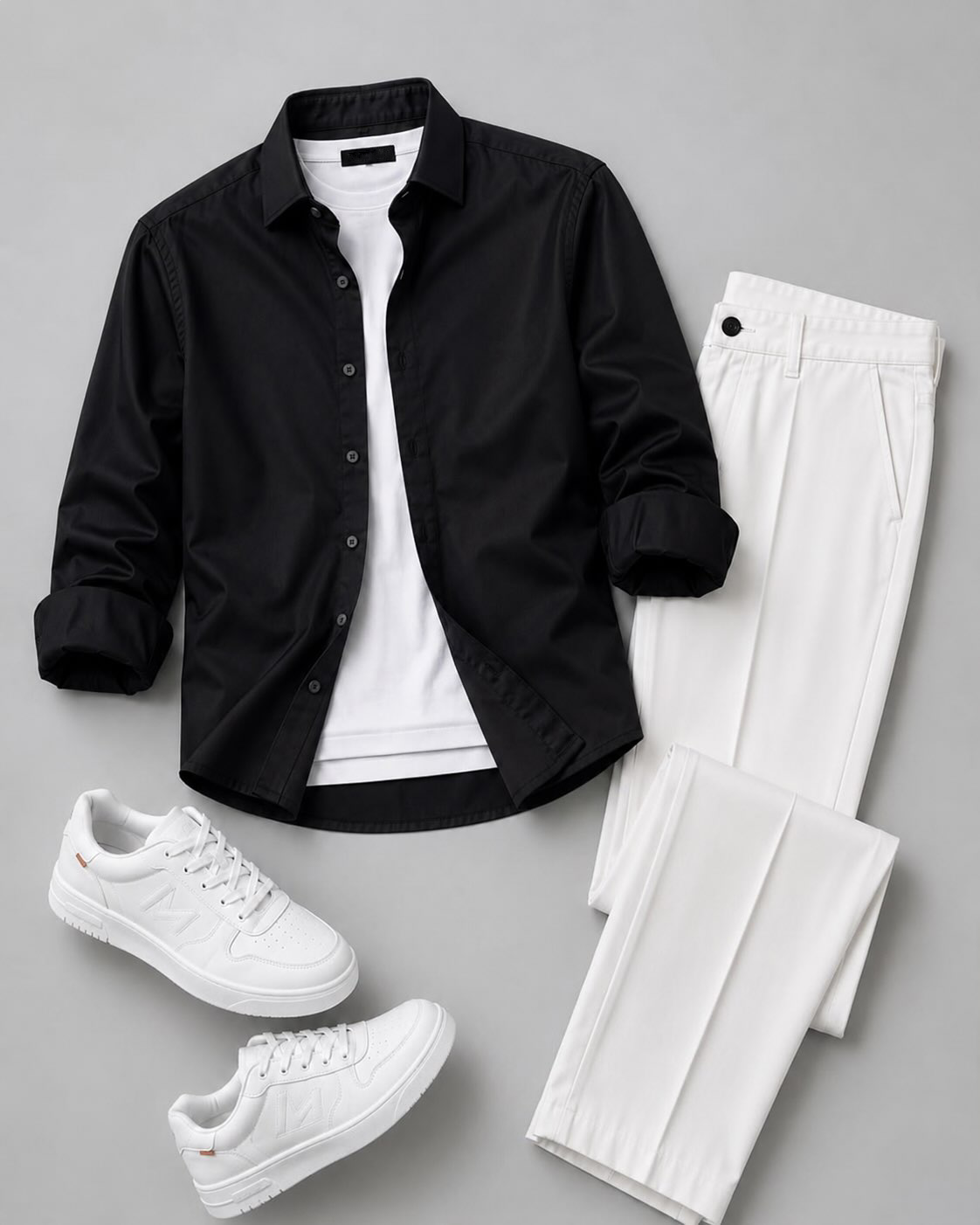 Men's Casual Long Sleeve Shirt And  Trousers Two-Piece Set