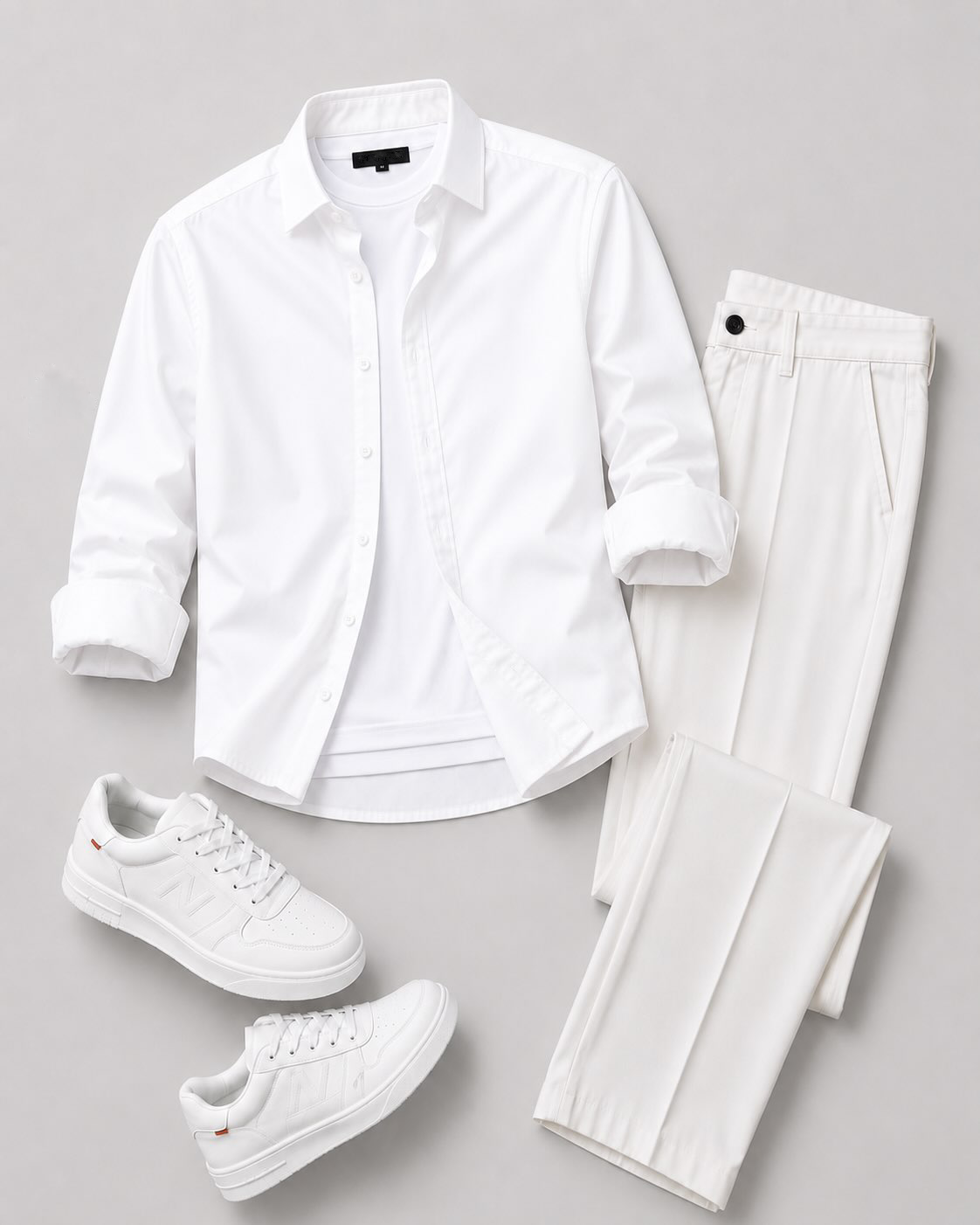 Men's Casual Long Sleeve Shirt And  Trousers Two-Piece Set