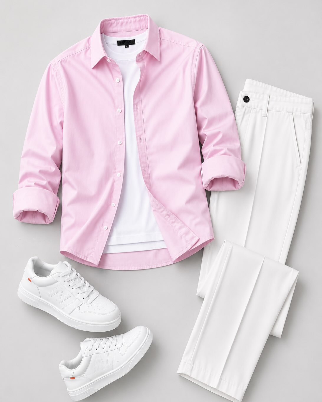 Men's Casual Long Sleeve Shirt And  Trousers Two-Piece Set
