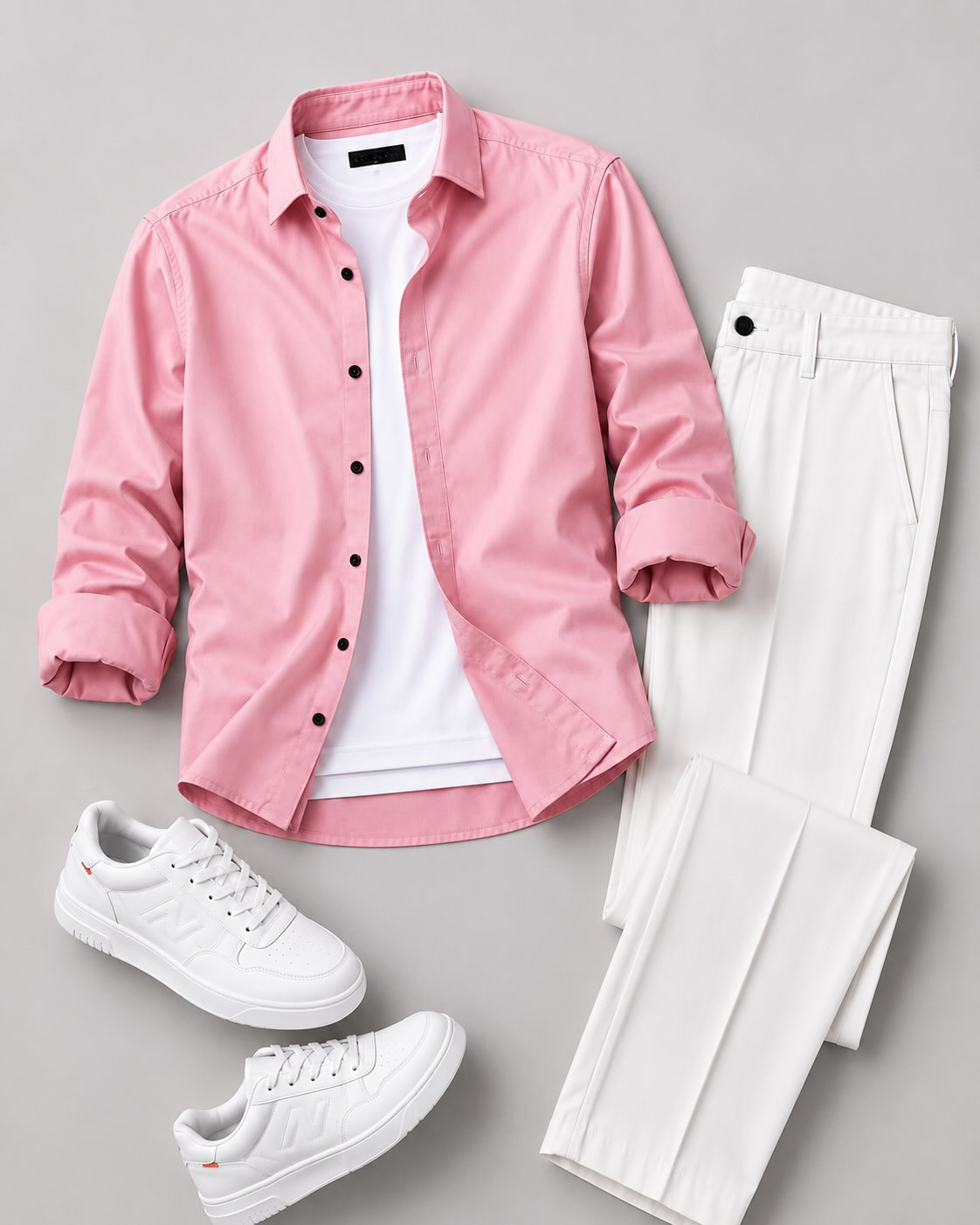 Men's Casual Long Sleeve Shirt And  Trousers Two-Piece Set