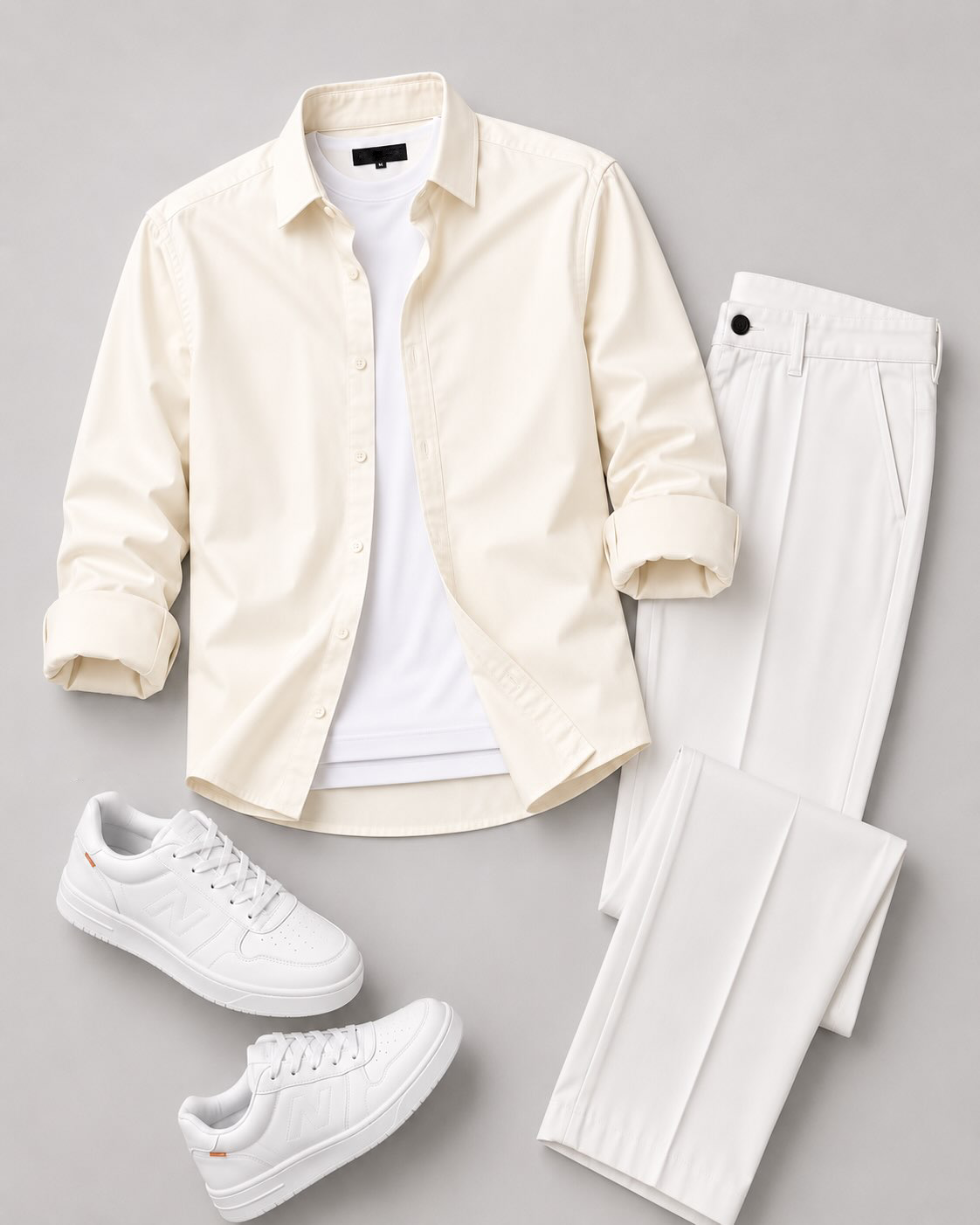Men's Casual Long Sleeve Shirt And  Trousers Two-Piece Set