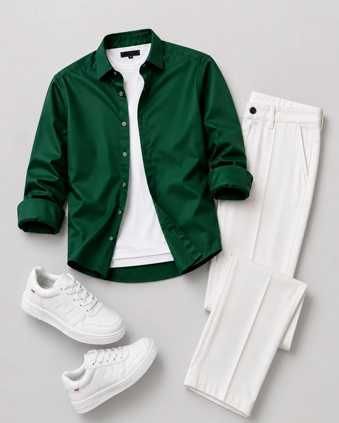 Men's Casual Long Sleeve Shirt And  Trousers Two-Piece Set