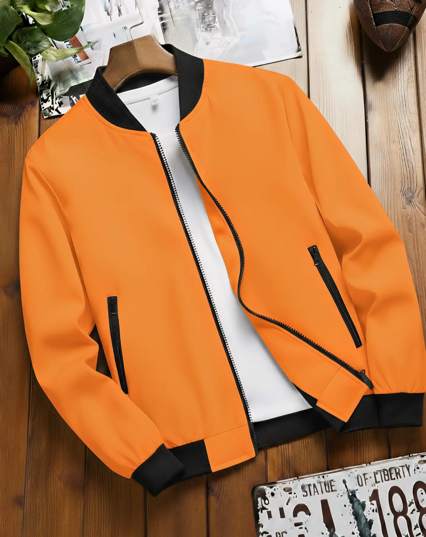 Men's Casual Color-Blocked Stand-Collar Jacket