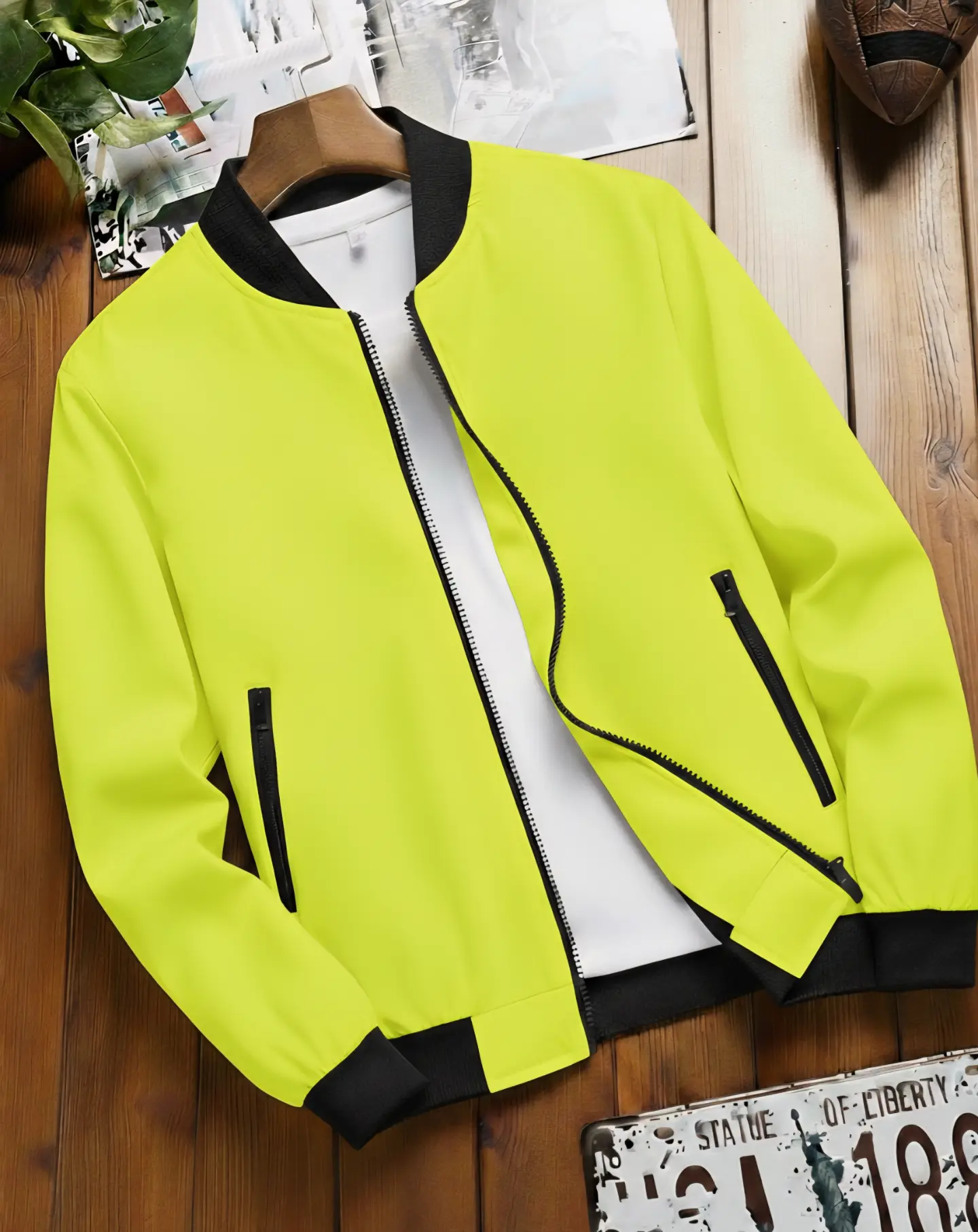 Men's Casual Color-Blocked Stand-Collar Jacket