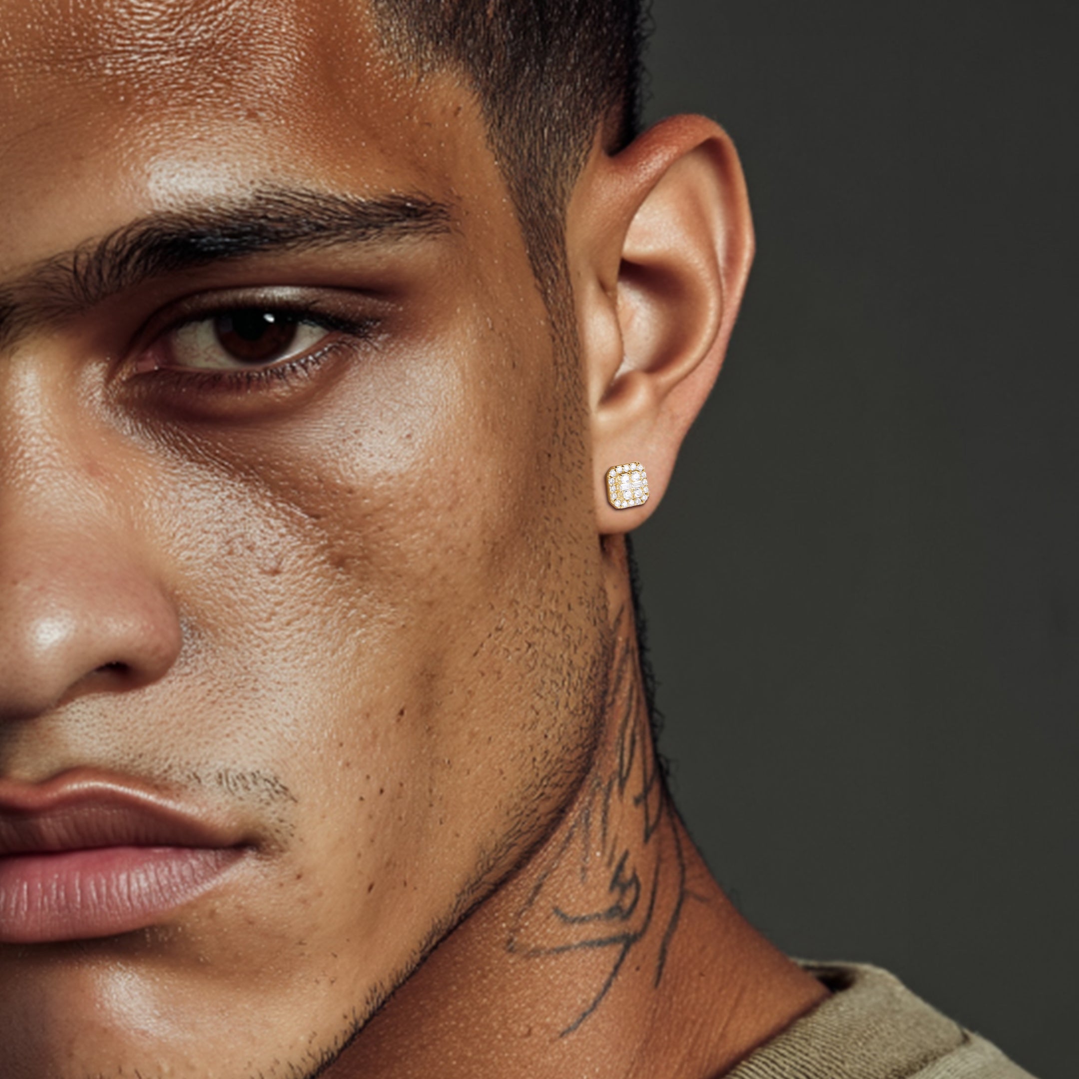 S925 Octagon Baguette Mix Halo Stud Earrings - Pair