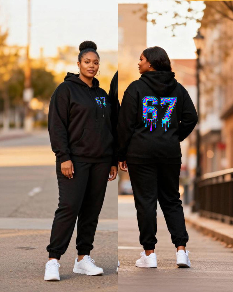 Big & Tall Couples "Power Couple Powered By God" Faith Theme Printed Hoodie Set