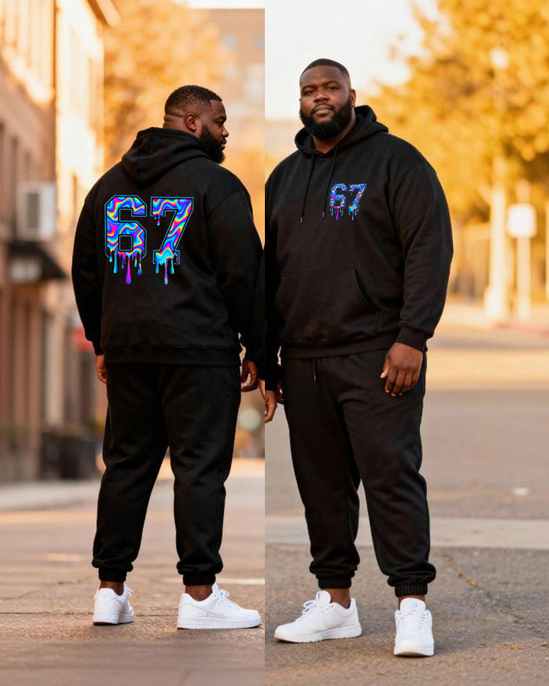 Big & Tall Couples "Power Couple Powered By God" Faith Theme Printed Hoodie Set