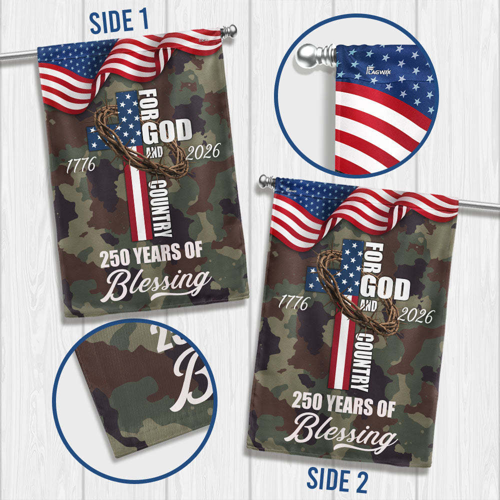 For God Country 250 Years of Blessing Flag, Patriotic 1776 2026 USA ...