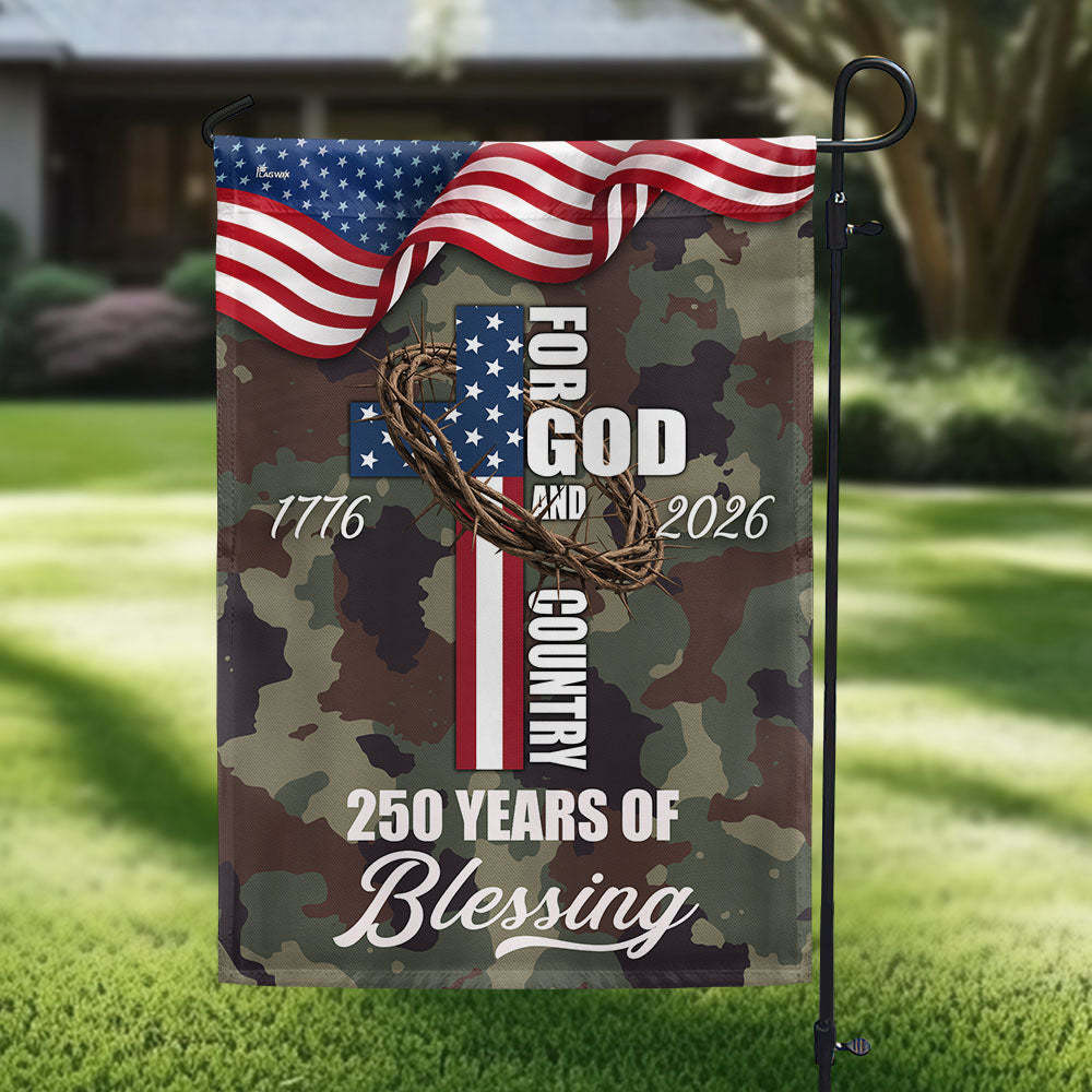For God Country 250 Years of Blessing Flag, Patriotic 1776 2026 USA ...