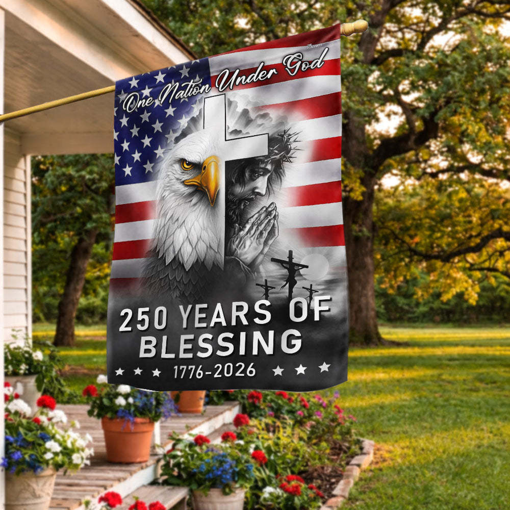 250 Years of Blessing Nation Under God, 1776 2026 American Outdoor Flag ...