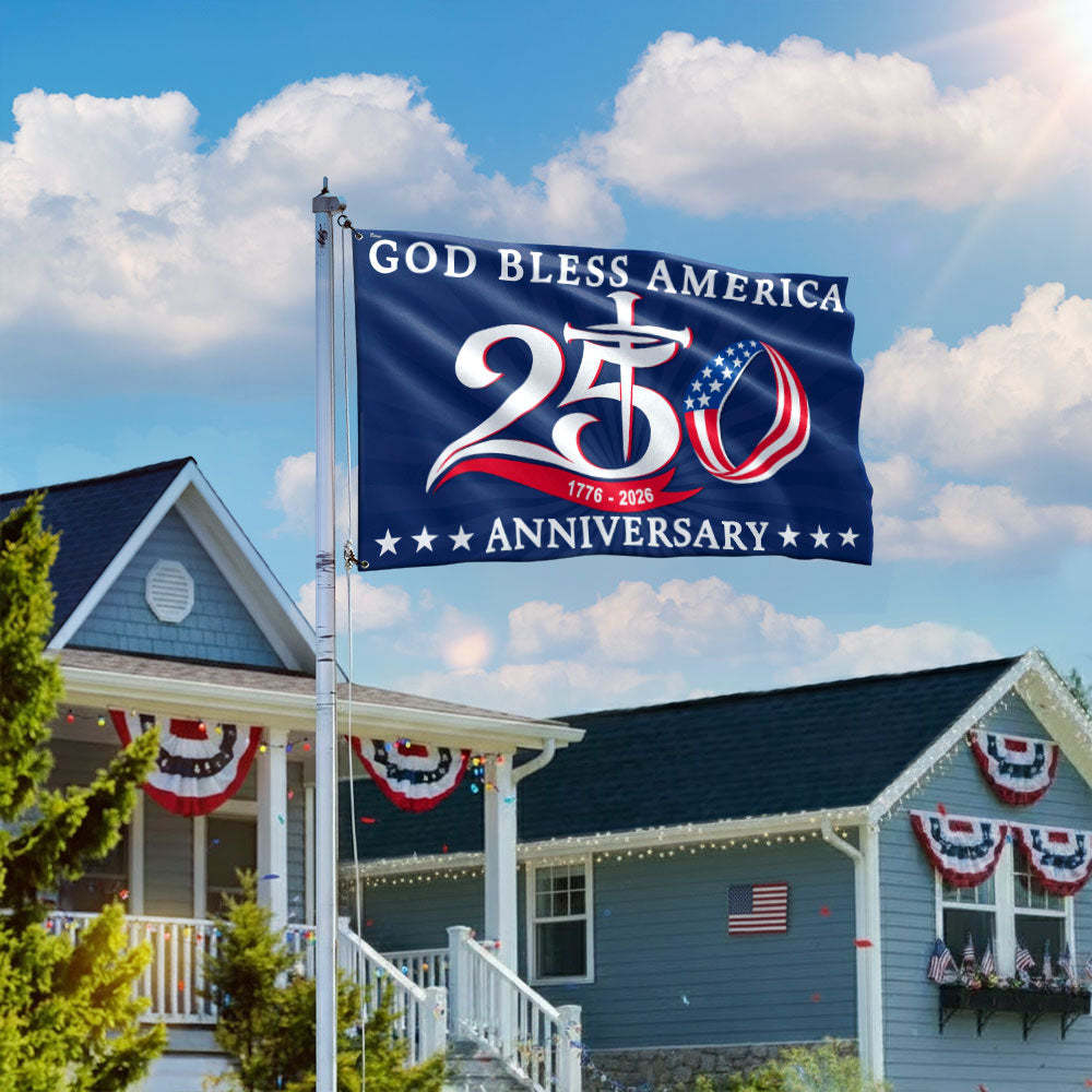250th Anniversary 1776 2026 American Flag, God Bless America Christ ...