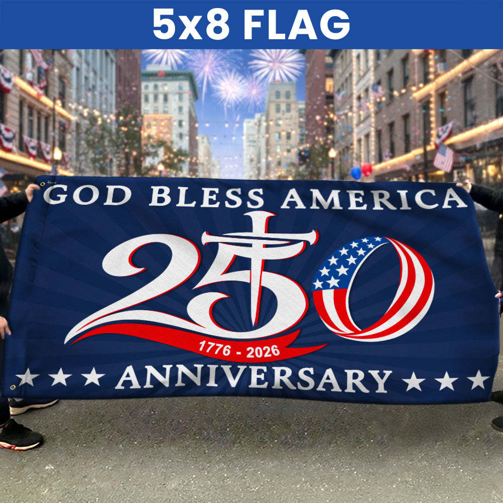 250th Anniversary 1776 2026 American Flag, God Bless America Christ ...