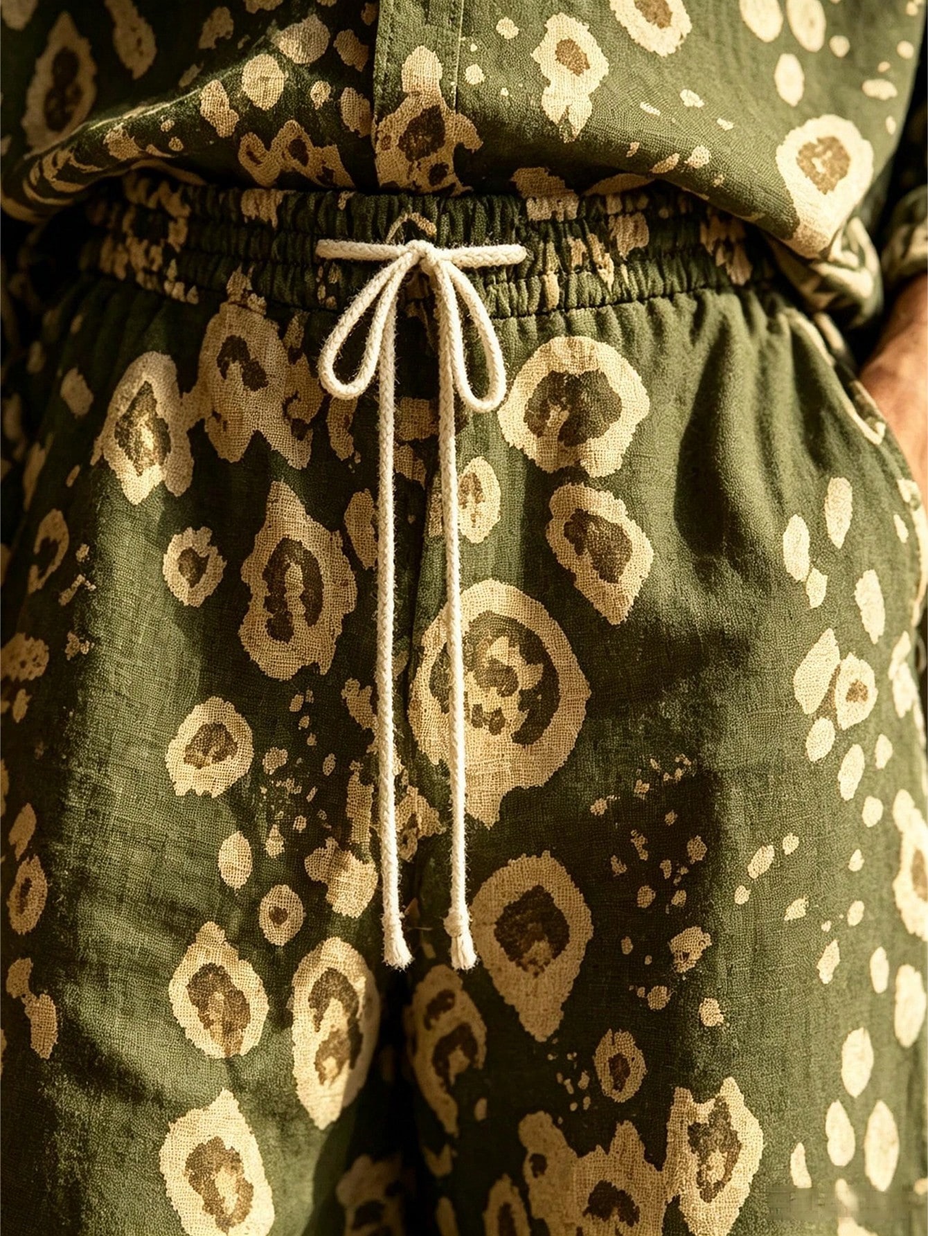 Men's Casual  Artistic Print Long-Sleeve Shirt And Wide-Leg Pants Two-Piece Set