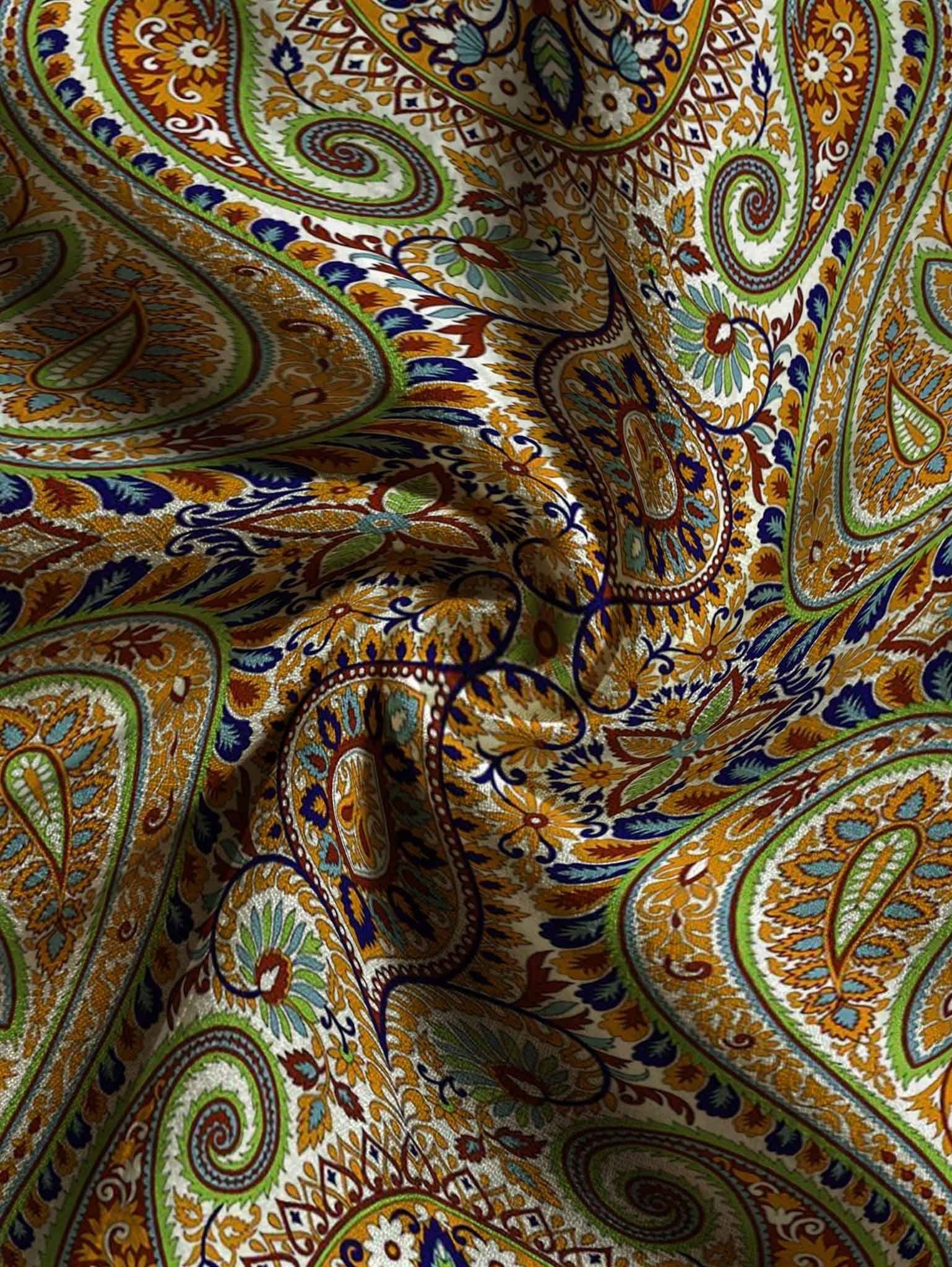 Men's Colorful Paisley Floral Print Collared Long-Sleeve Shirt and Trousers