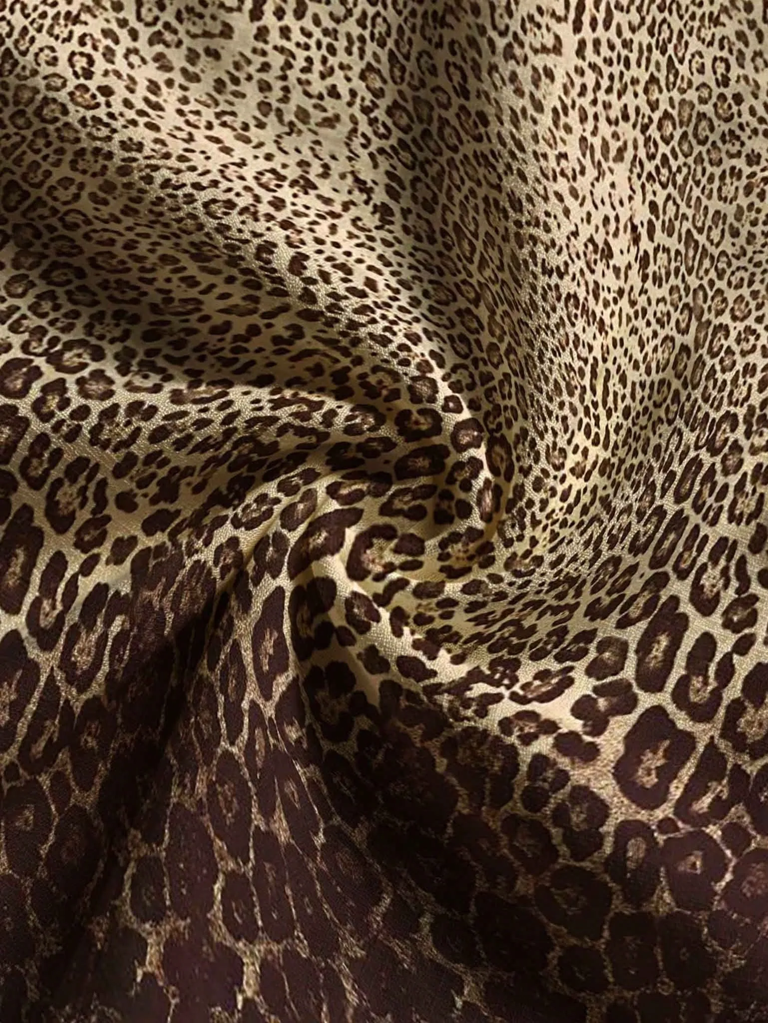 Men's Linen Gradient Leopard Print Long-Sleeve Shirt With Turn-Down Collar + Drawstring Wide-Leg Pants Two-Piece Set