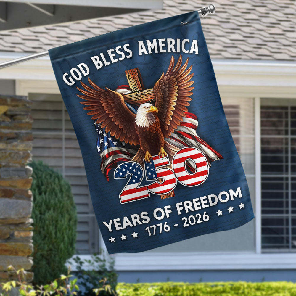 250 Years of Freedom Flag, 1776 2026 God Bless America Cross US Flag ...