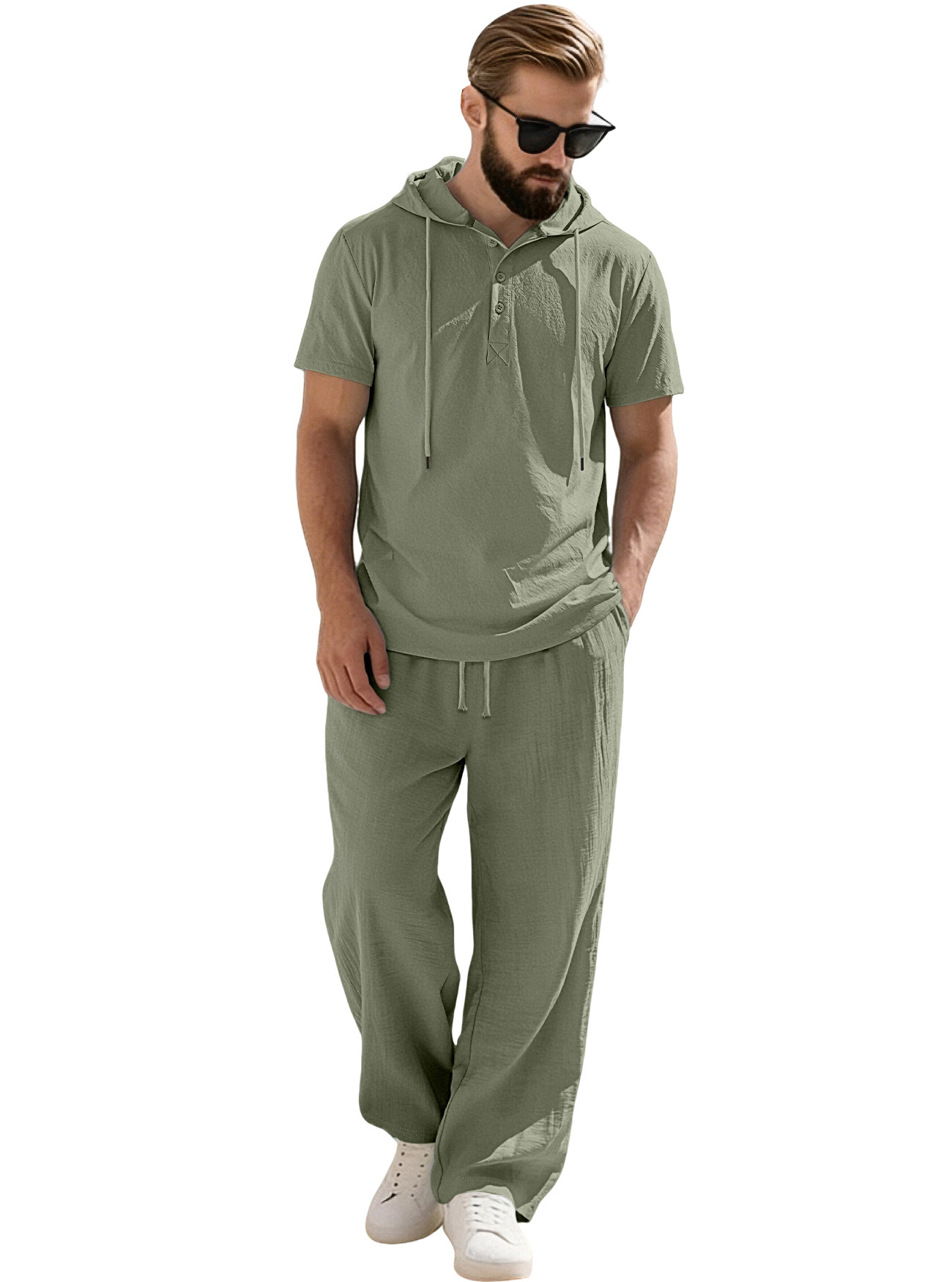 Men's Short Sleeve Hoodie & Pants Set