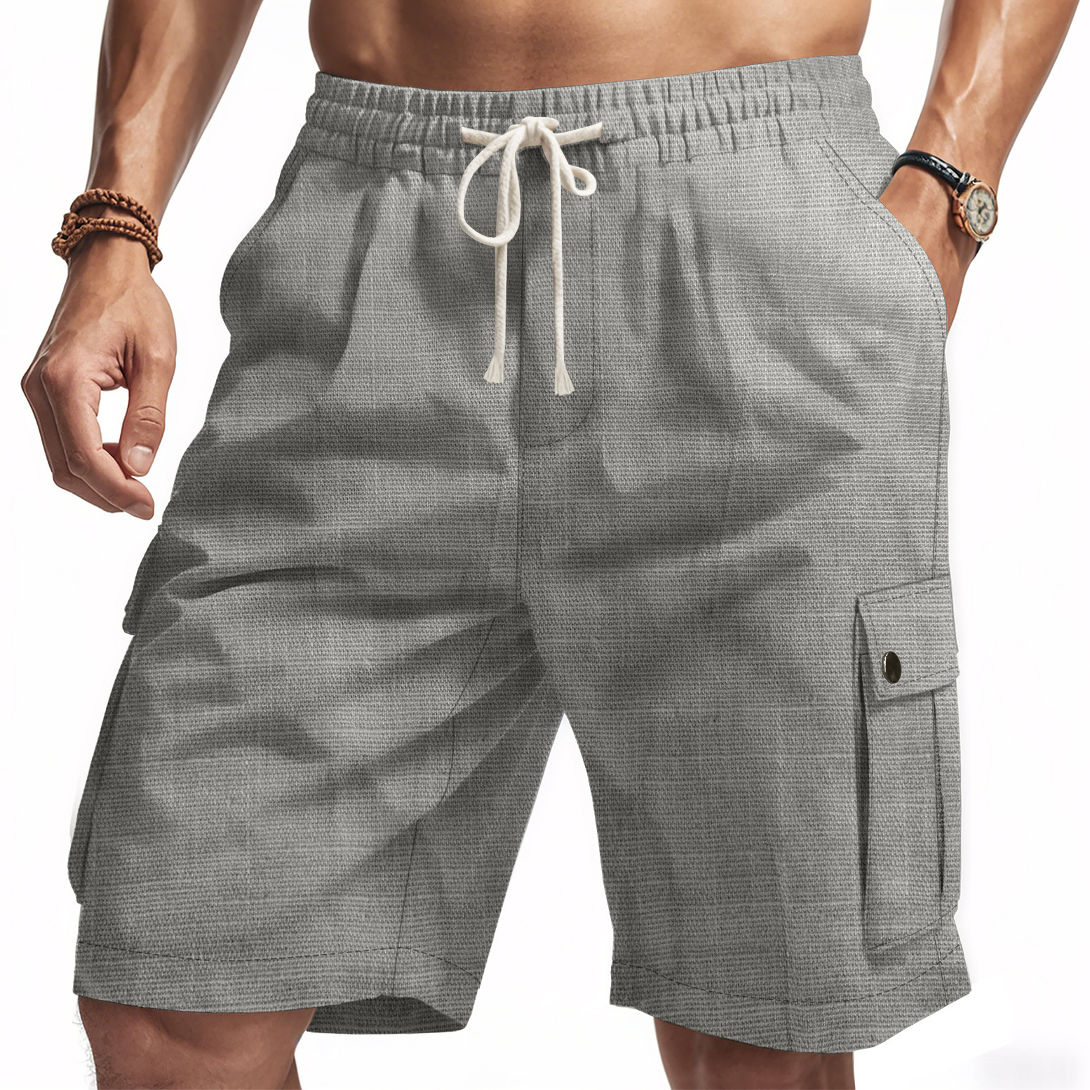 Men's Summer Linen Shorts, Casual Beach Style for Daily Wear