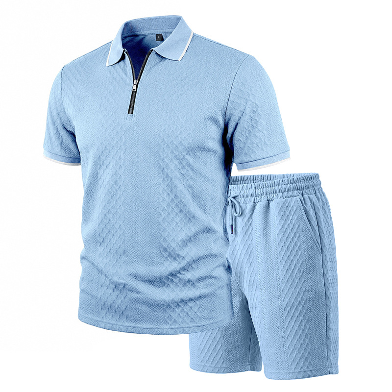 Men's Relaxed Short Sleeve Jacquard Shirt & Shorts Set