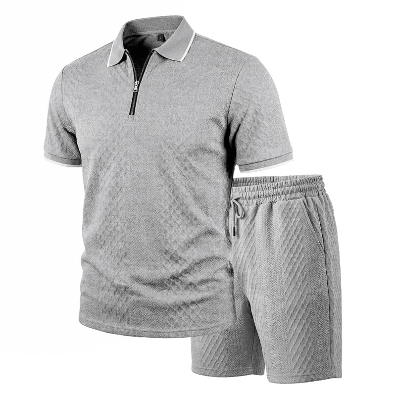 Men's Relaxed Short Sleeve Jacquard Shirt & Shorts Set