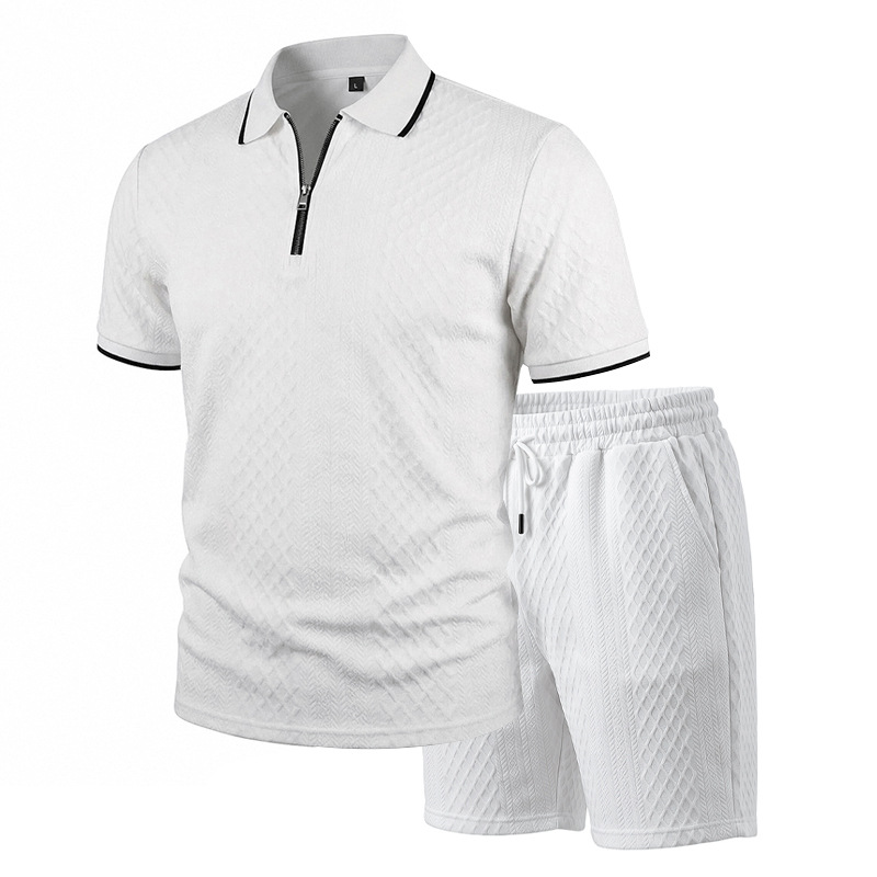 Men's Relaxed Short Sleeve Jacquard Shirt & Shorts Set