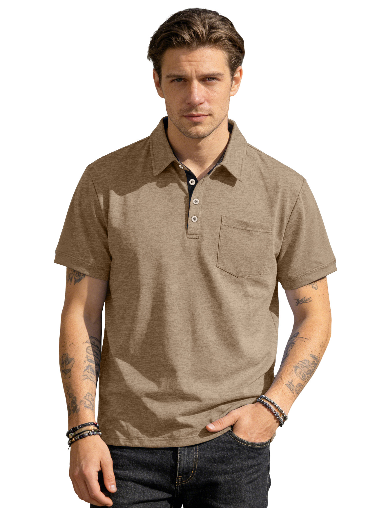Men's Knit Short Sleeve Polo Shirt