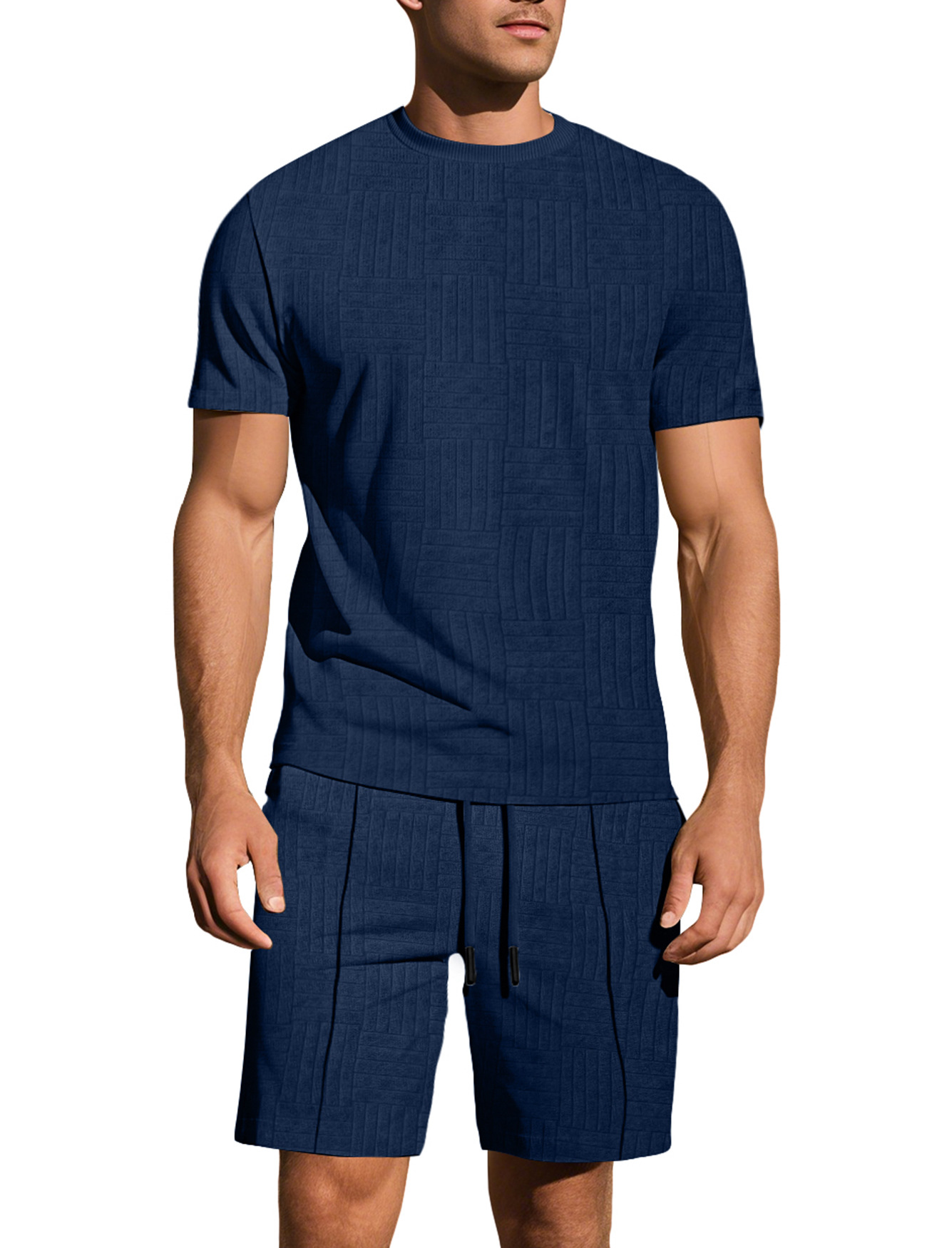 Men's Relaxed Short Sleeve Jacquard Shirt & Shorts Set