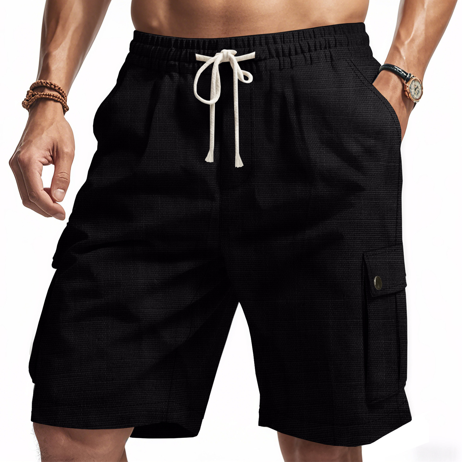 Men's Summer Linen Shorts, Casual Beach Style for Daily Wear