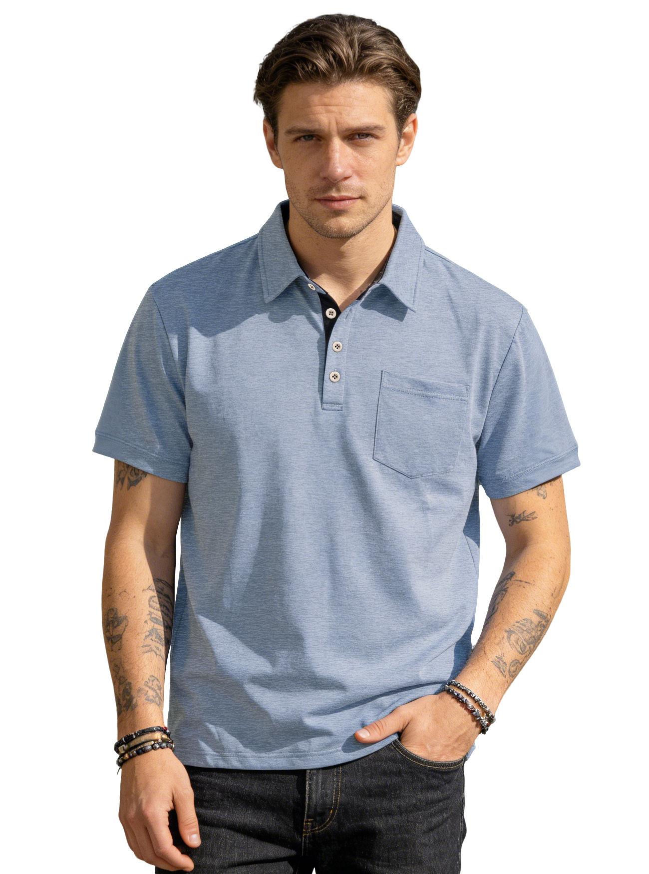 Men's Knit Short Sleeve Polo Shirt