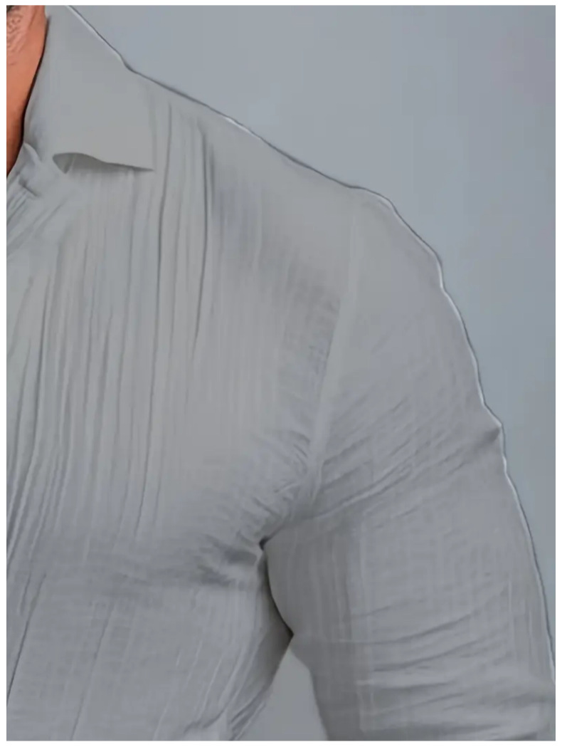 Men's Textured Crossover V-Neck Long Sleeve Pullover Shirt