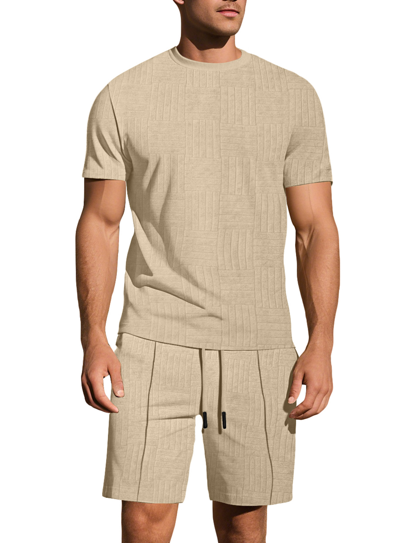 Men's Relaxed Short Sleeve Jacquard Shirt & Shorts Set