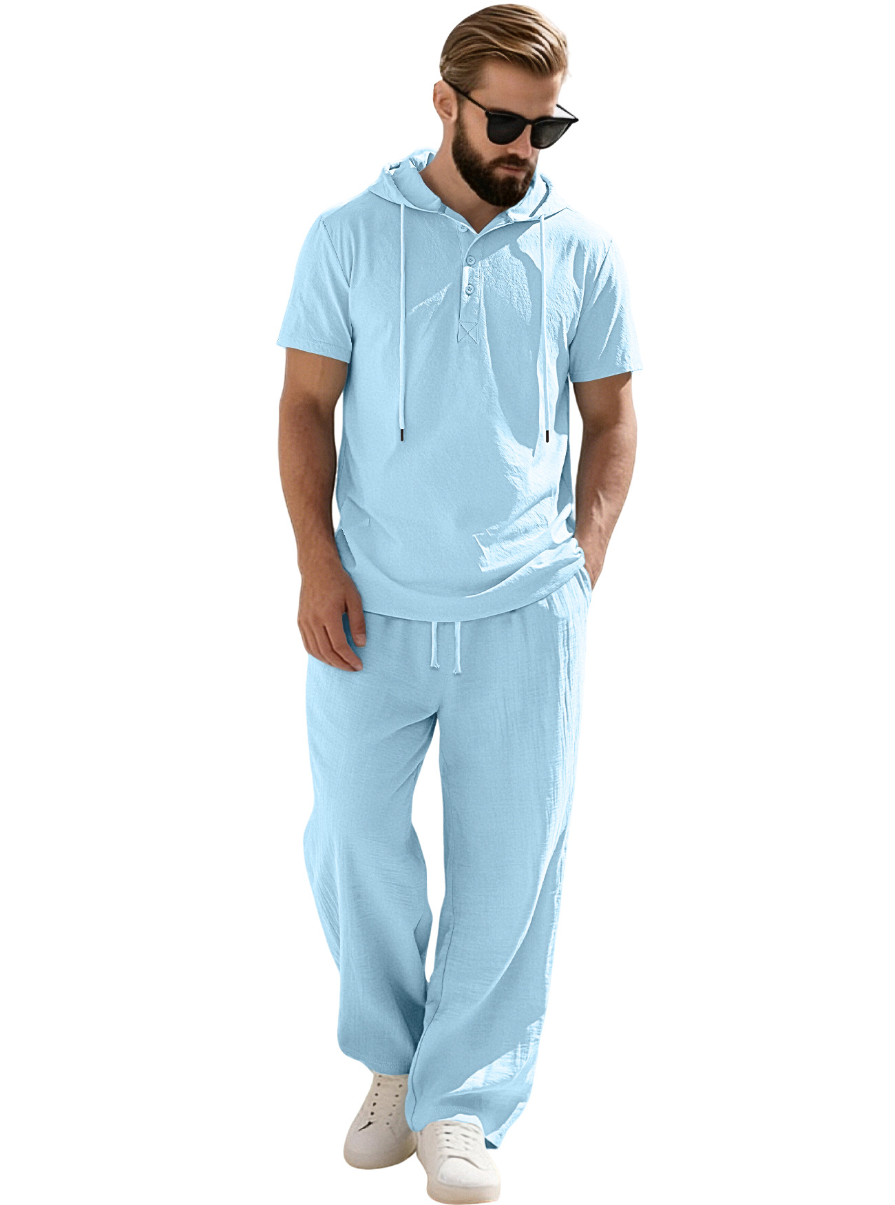 Men's Short Sleeve Hoodie & Pants Set