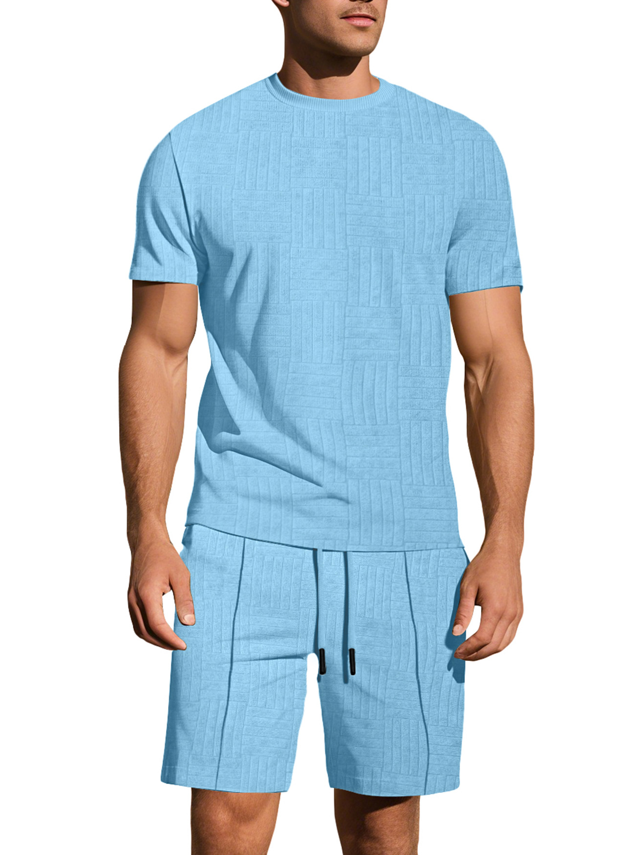 Men's Relaxed Short Sleeve Jacquard Shirt & Shorts Set