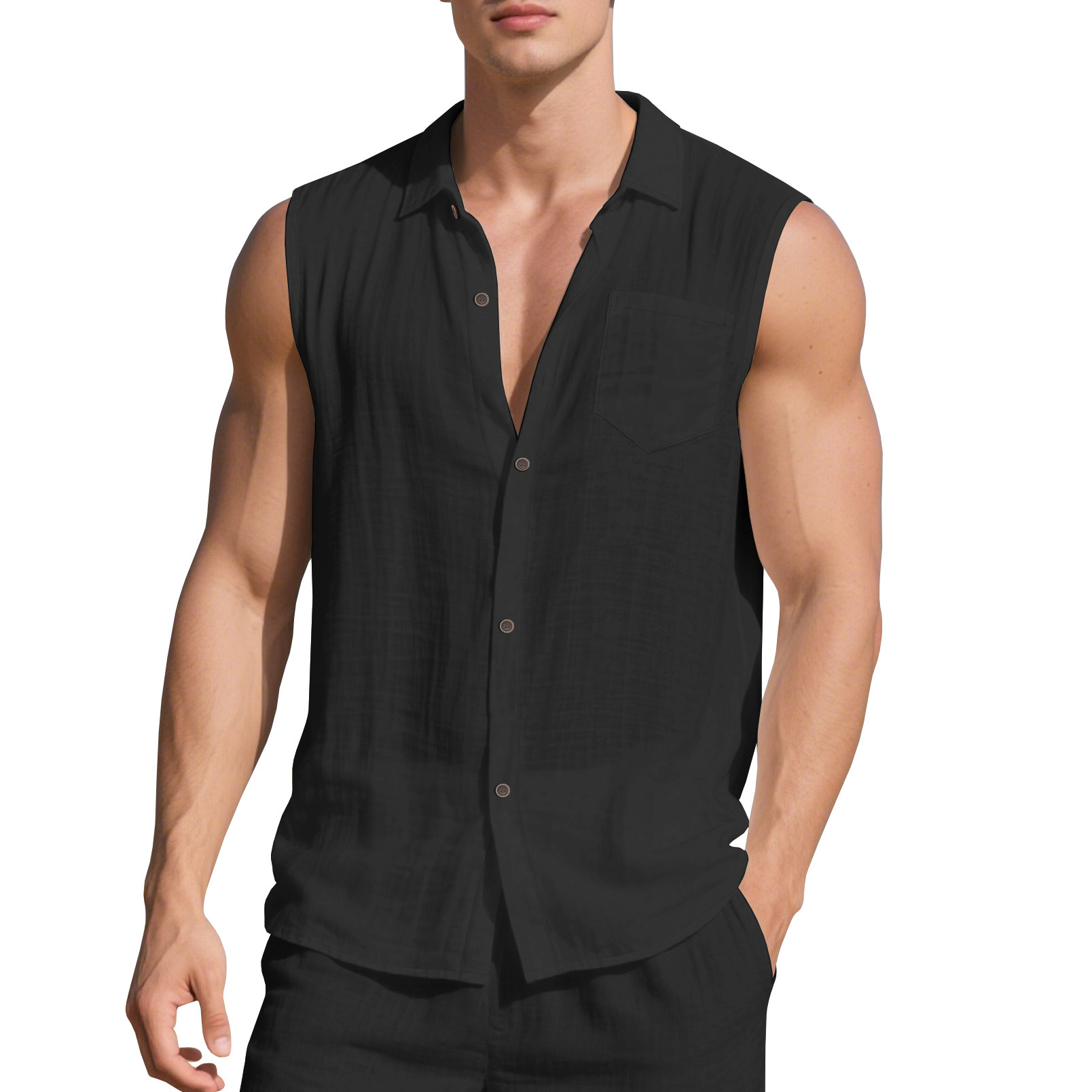 Men's Sleeveless Linen Shirt